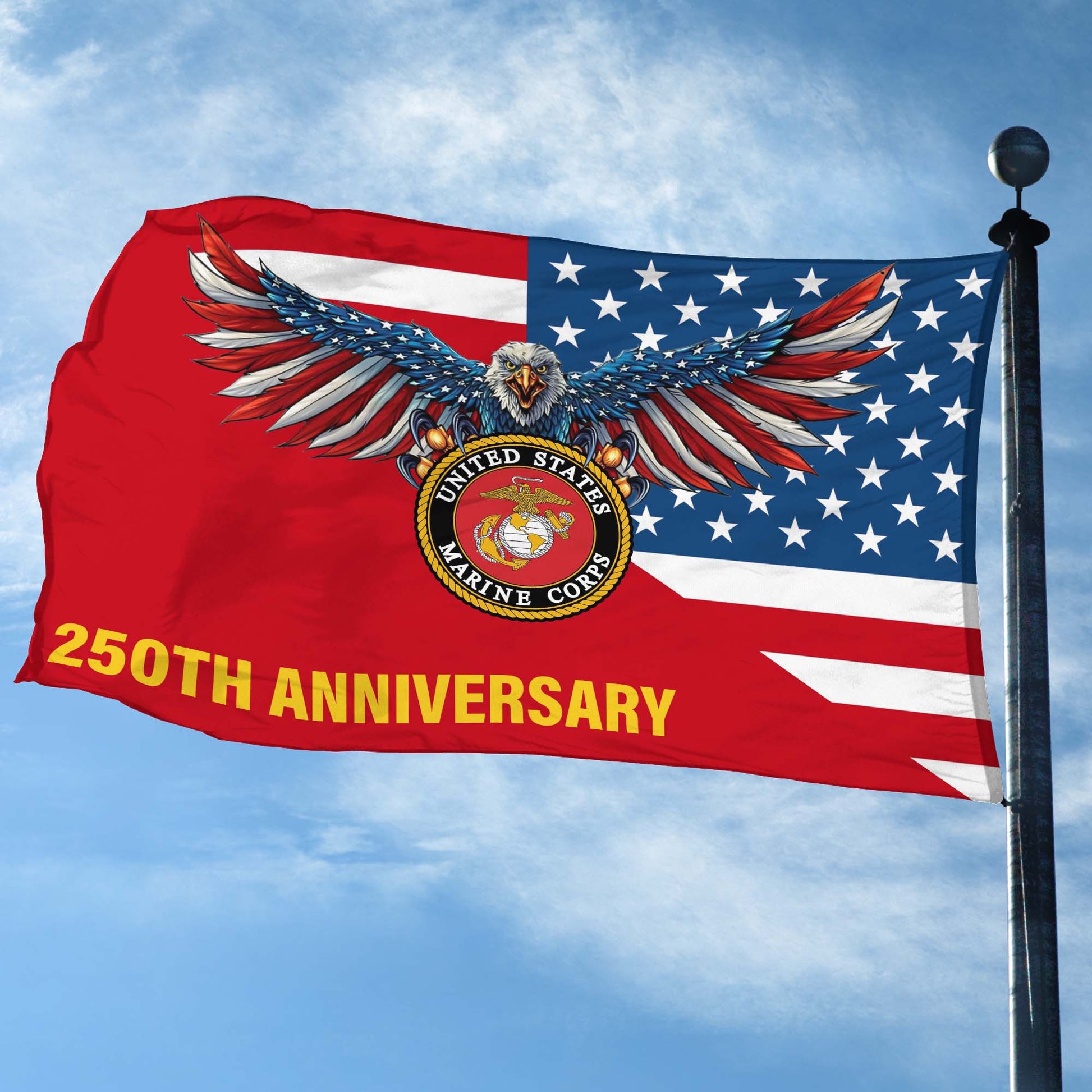 Premium USMC Grommet Flag VPVC120061, 250th Anniversary Marine Corps Flag, Gifts For Marine Veteran, Best Gifts On Father's Day, Veterans Day.