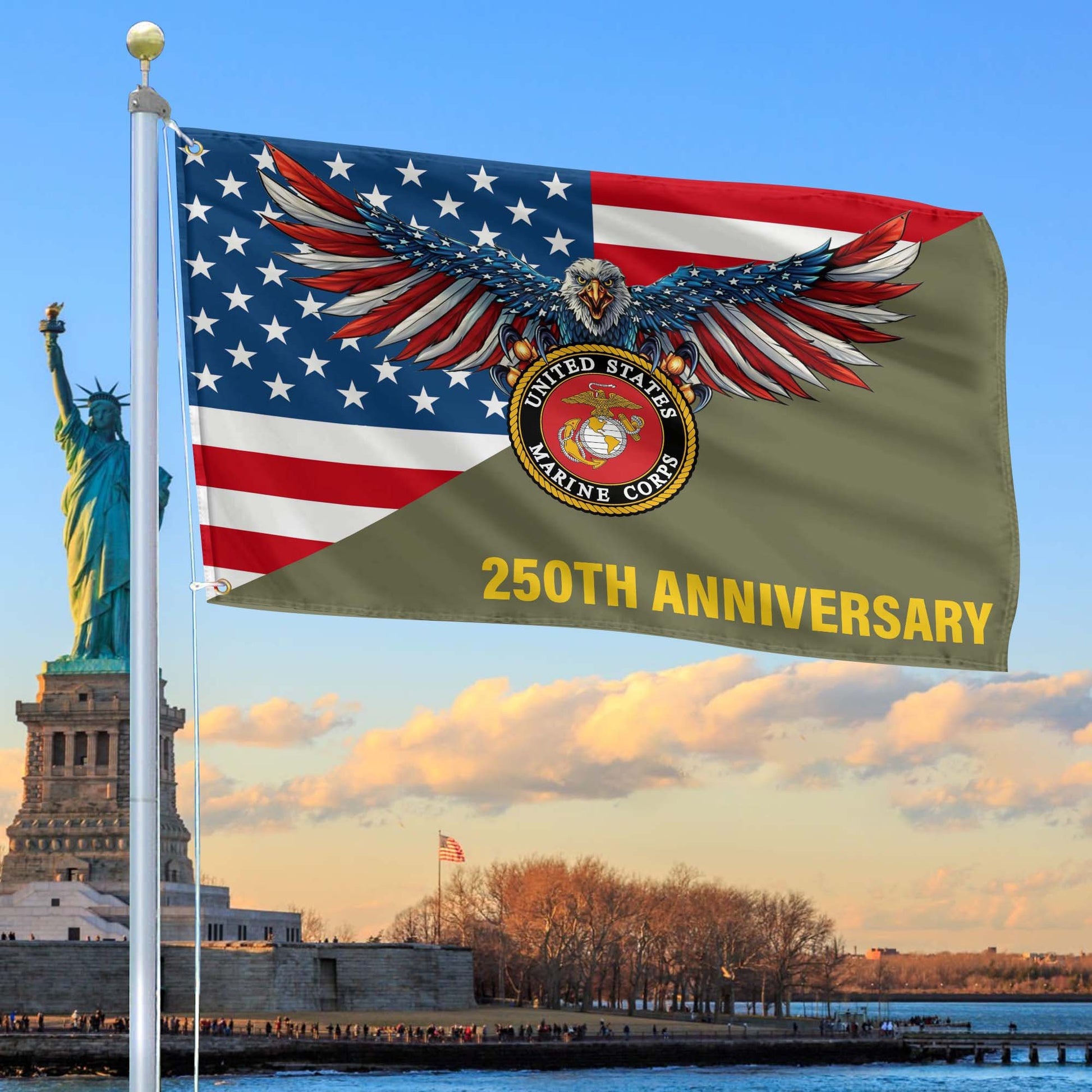 Premium USMC Grommet Flag VPVC120062, 250th Anniversary Marine Corps Flag, Gifts For Marine Veteran, Best Gifts On Father's Day, Veterans Day.
