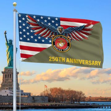 Premium USMC Grommet Flag VPVC120062, 250th Anniversary Marine Corps Flag, Gifts For Marine Veteran, Best Gifts On Father's Day, Veterans Day.