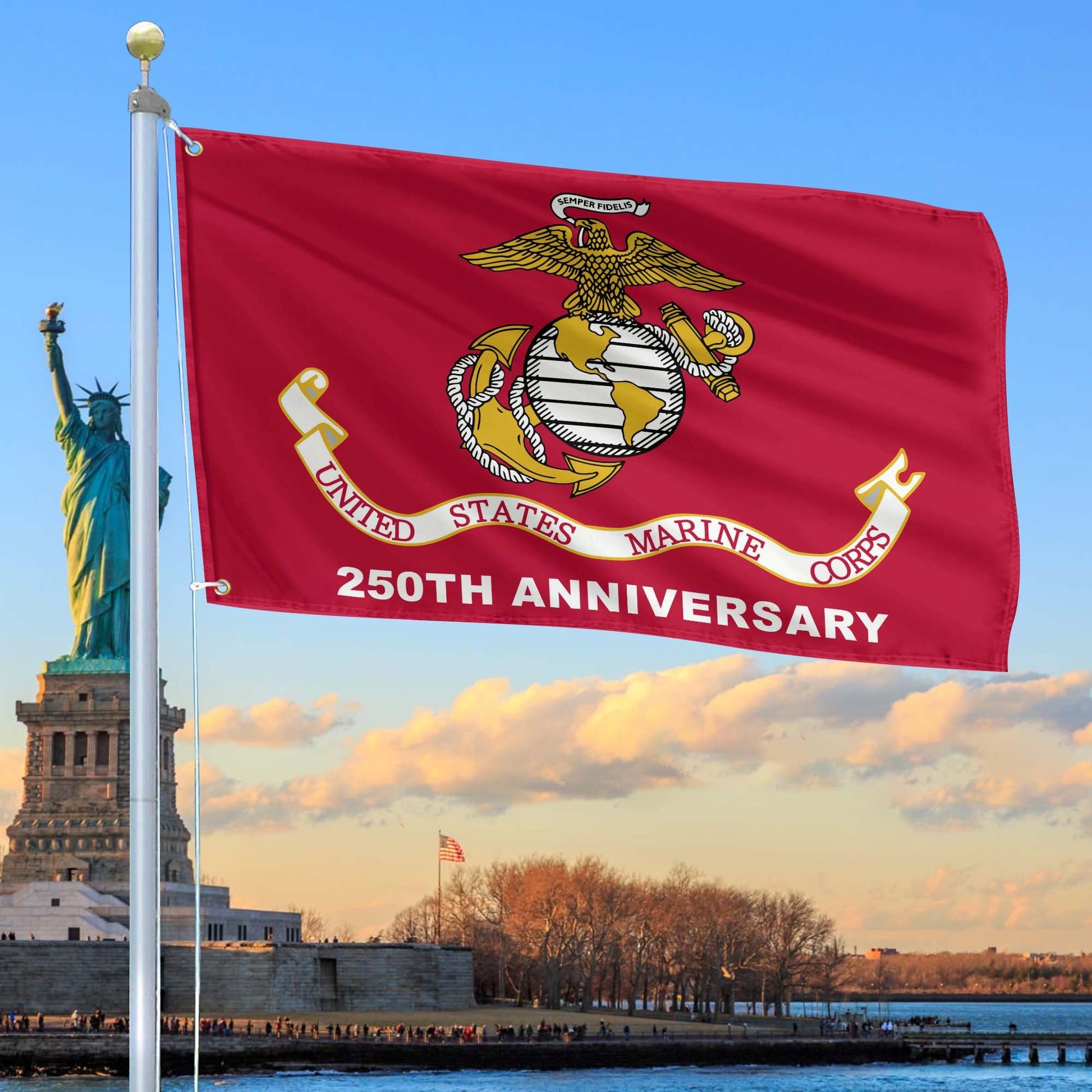 Premium USMC Grommet Flag VPVC120066, 250th Anniversary Marine Corps Flag, Gifts For Marine Veteran, Best Gifts On Father's Day, Veterans Day.