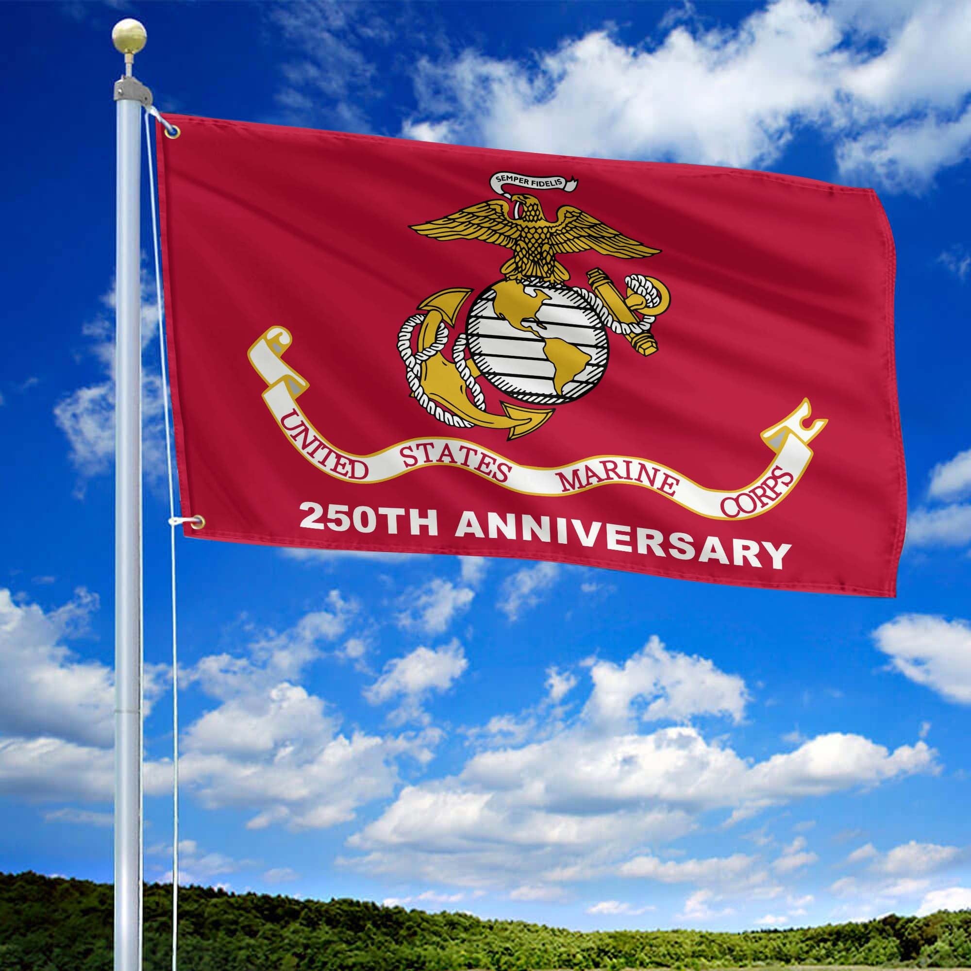 Premium USMC Grommet Flag VPVC120066, 250th Anniversary Marine Corps Flag, Gifts For Marine Veteran, Best Gifts On Father's Day, Veterans Day.
