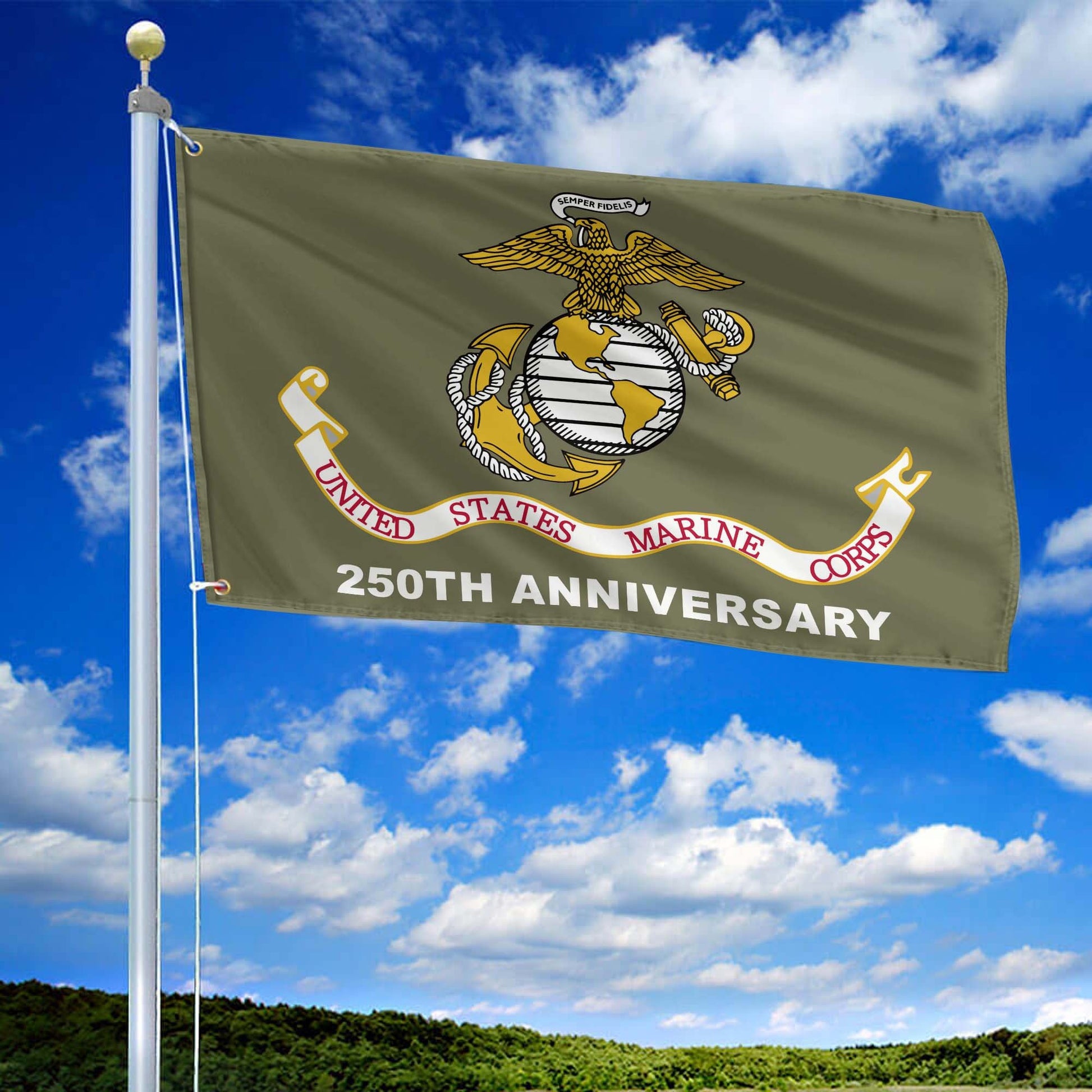 Premium USMC Grommet Flag VPVC120067, 250th Anniversary Marine Corps Flag, Gifts For Marine Veteran, Best Gifts On Father's Day, Veterans Day.
