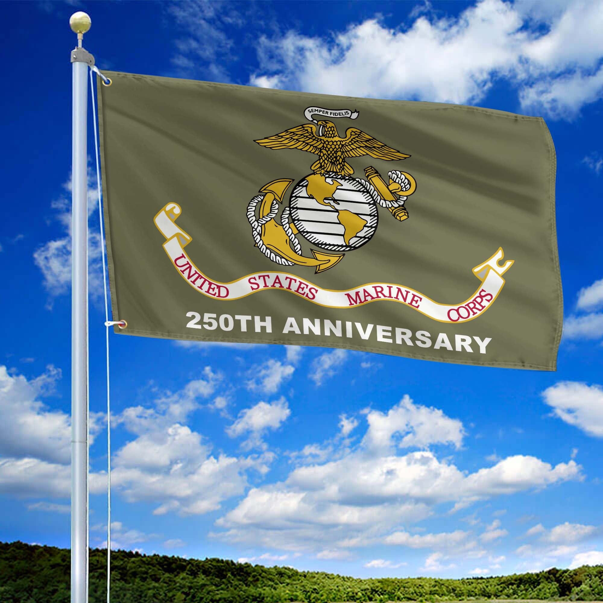 Premium USMC Grommet Flag VPVC120067, 250th Anniversary Marine Corps Flag, Gifts For Marine Veteran, Best Gifts On Father's Day, Veterans Day.