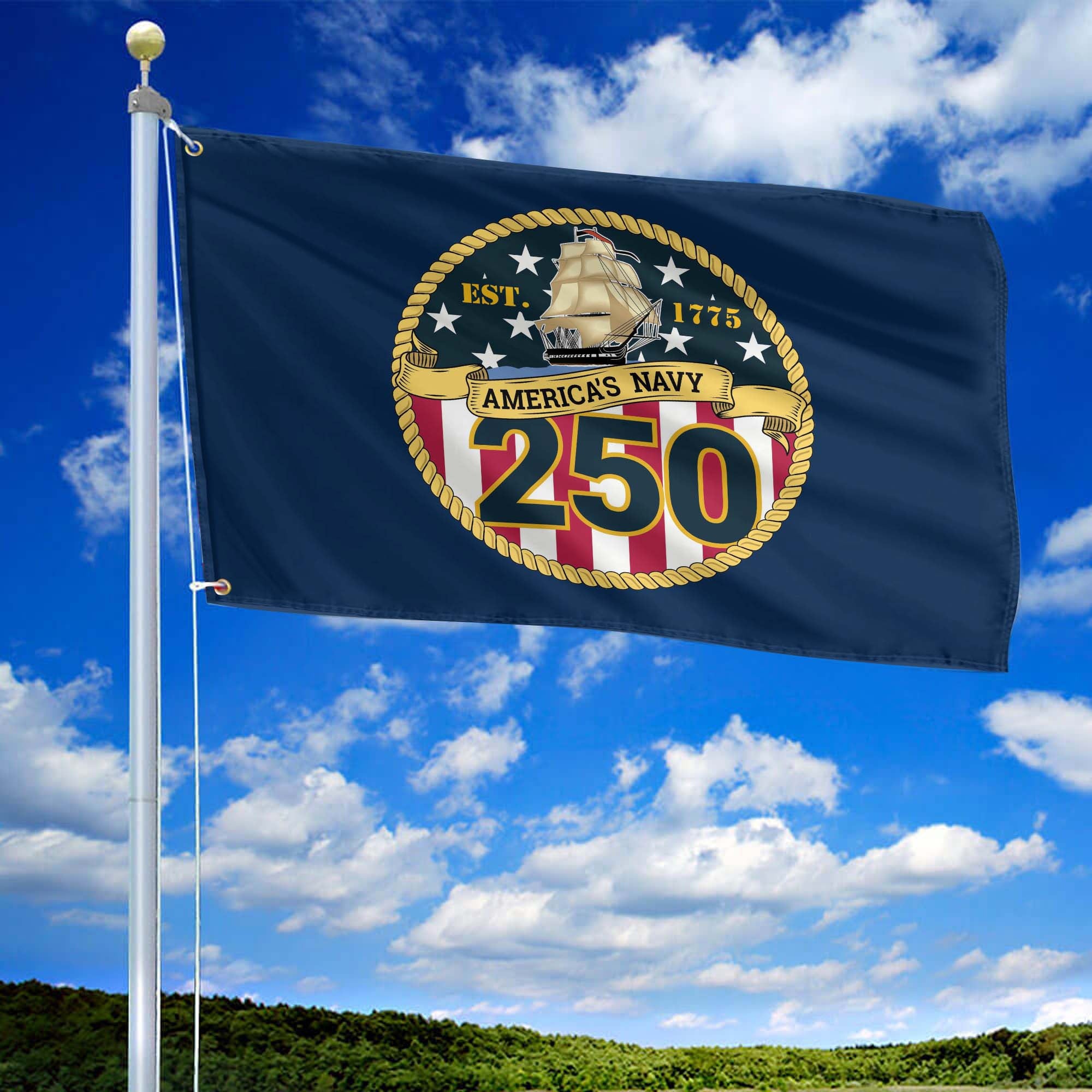 Premium US Navy Grommet Flag VPVC120065, 250th Anniversary Navy Flag, Gifts For Navy Veteran, Best Gifts On Father's Day, Veterans Day.