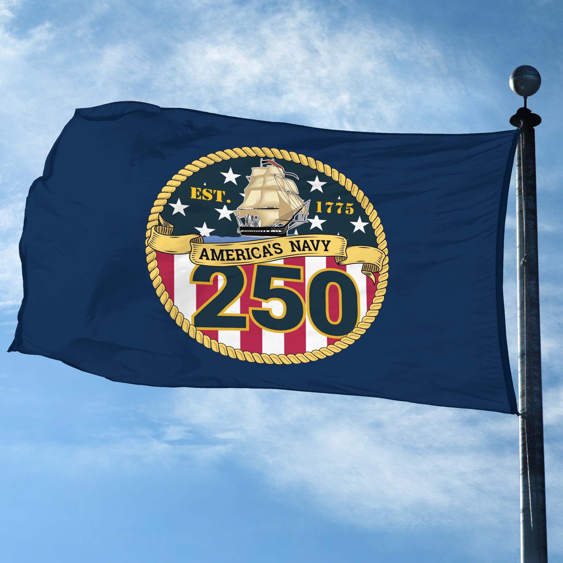 Premium US Navy Grommet Flag VPVC120065, 250th Anniversary Navy Flag, Gifts For Navy Veteran, Best Gifts On Father's Day, Veterans Day.
