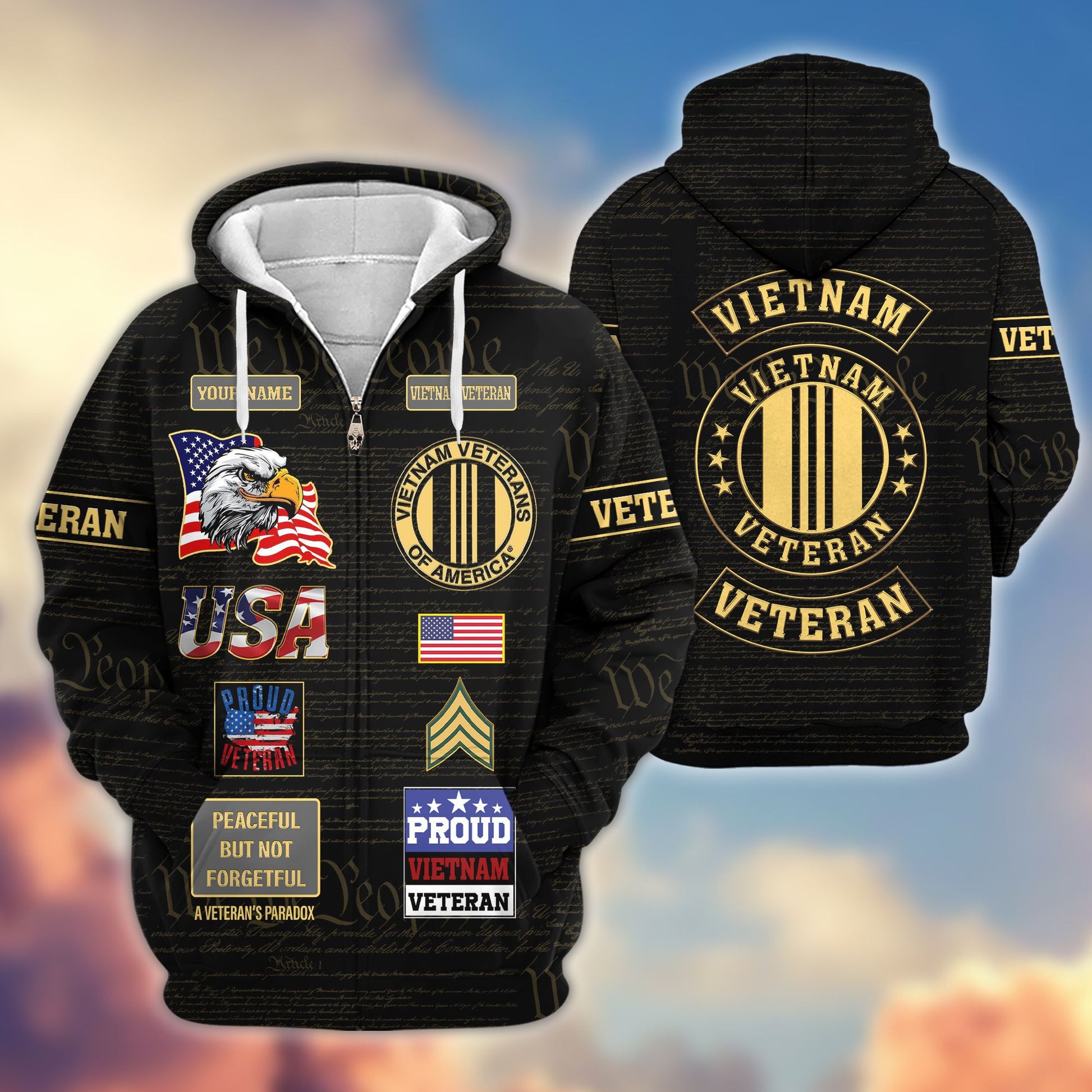 Premium Custom Vietnam Veteran Zip Hoodie VPVC607206, Gifts For Vietnam Veteran, Gifts On Father's Day, Veterans Day.