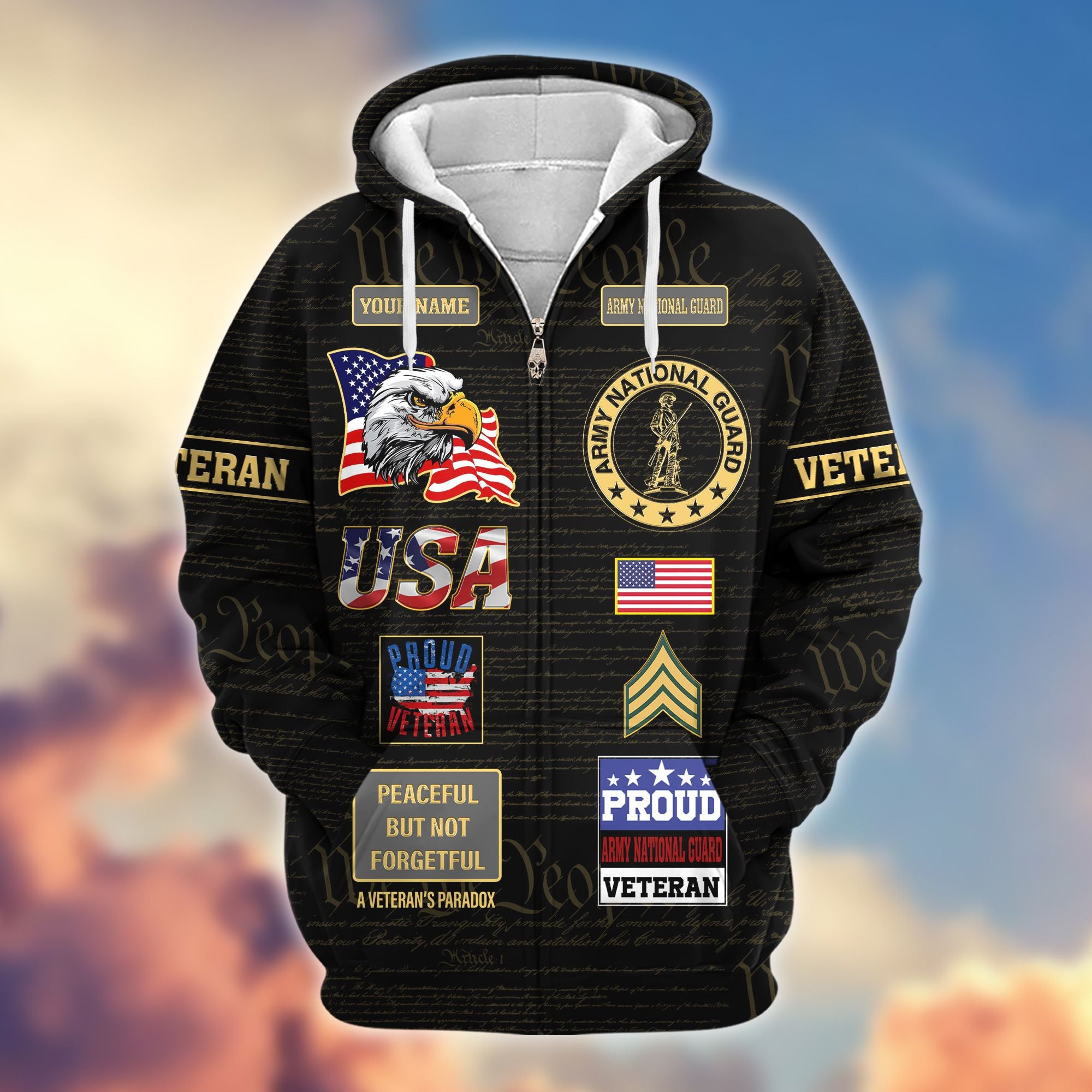 Premium Custom US Army National Guard Zip Hoodie VPVC607208, Gifts For Army National Guard Veteran, Gifts On Father's Day, Veterans Day.