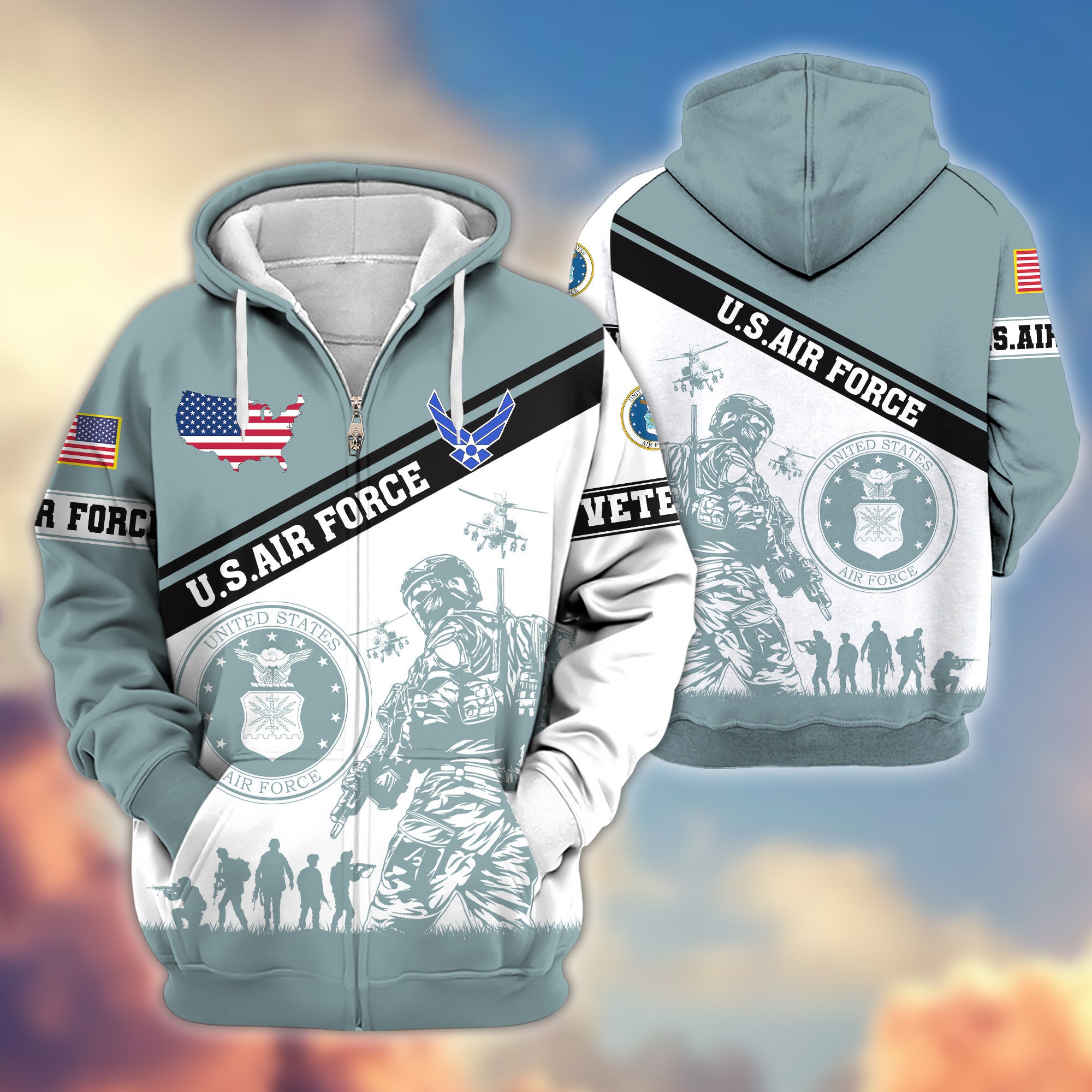 Premium USAF Zip Hoodie VPVC607312, Gifts For Air Force Veteran, Gifts On Father's Day, Veterans Day.