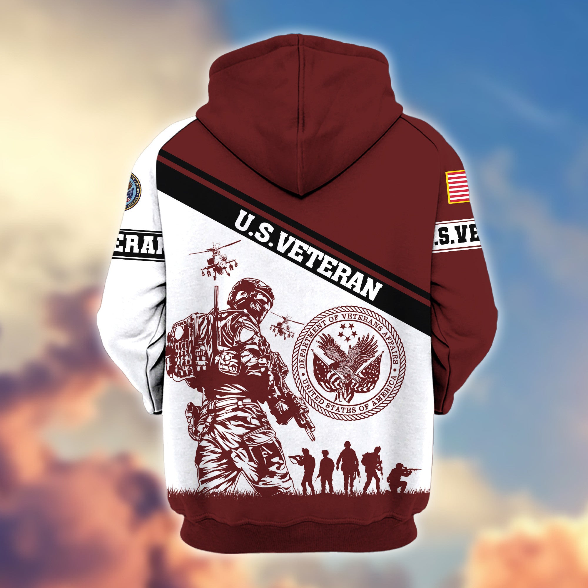Premium US Veteran Zip Hoodie VPVC607307, Gifts For US Veteran, Gifts On Father's Day, Veterans Day.