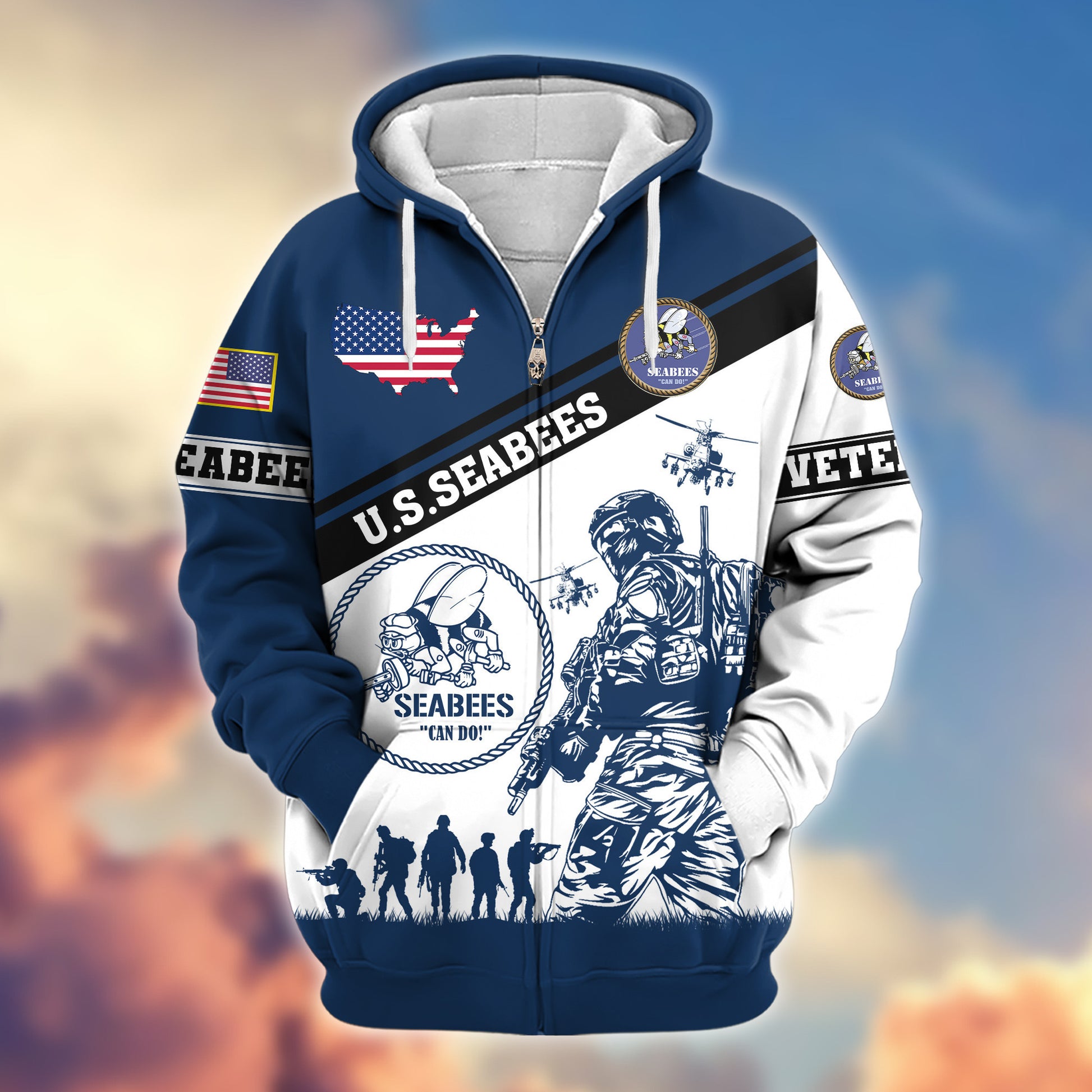 Premium US Seabees Zip Hoodie VPVC607309, Gifts For Seabees Veteran, Gifts On Father's Day, Veterans Day.