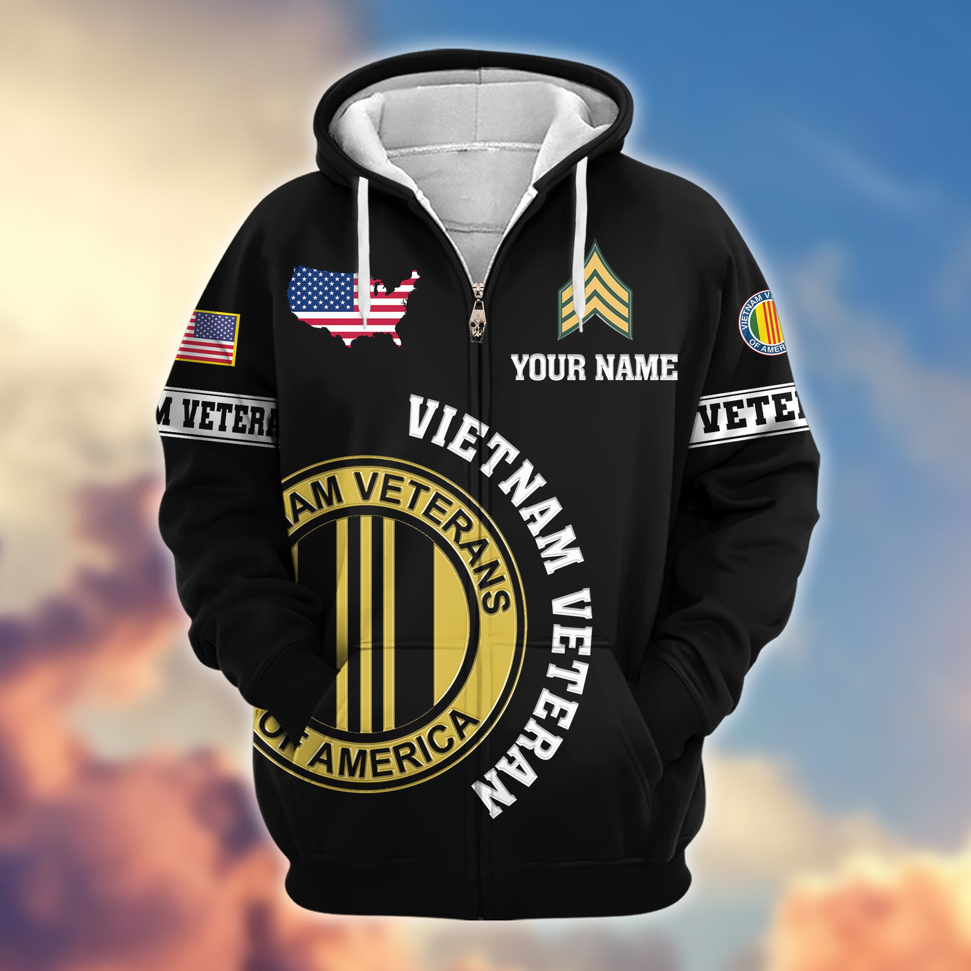 Premium Custom Vietnam Veteran Zip Hoodie VPVC607406, Gifts For Vietnam Veteran, Gifts On Father's Day, Veterans Day.