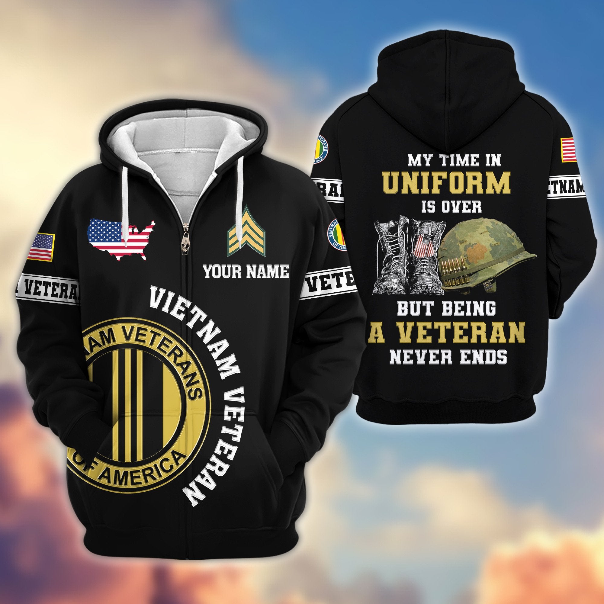 Premium Custom Vietnam Veteran Zip Hoodie VPVC607406, Gifts For Vietnam Veteran, Gifts On Father's Day, Veterans Day.