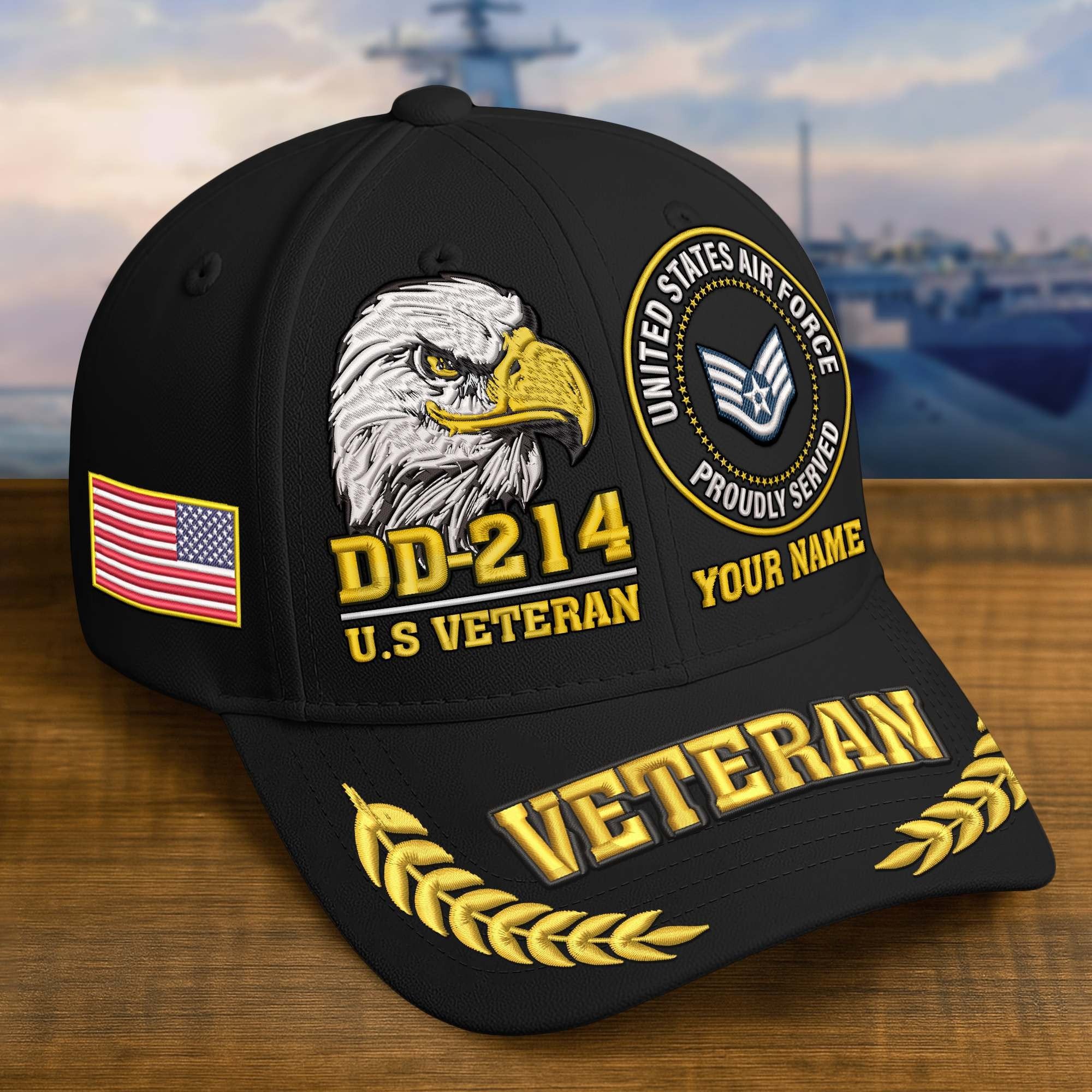Premium Embroidered US Veterans Hats BPHN230712, Custom Name & Rank, Gifts for US Veterans, Gifts on Veterans Day