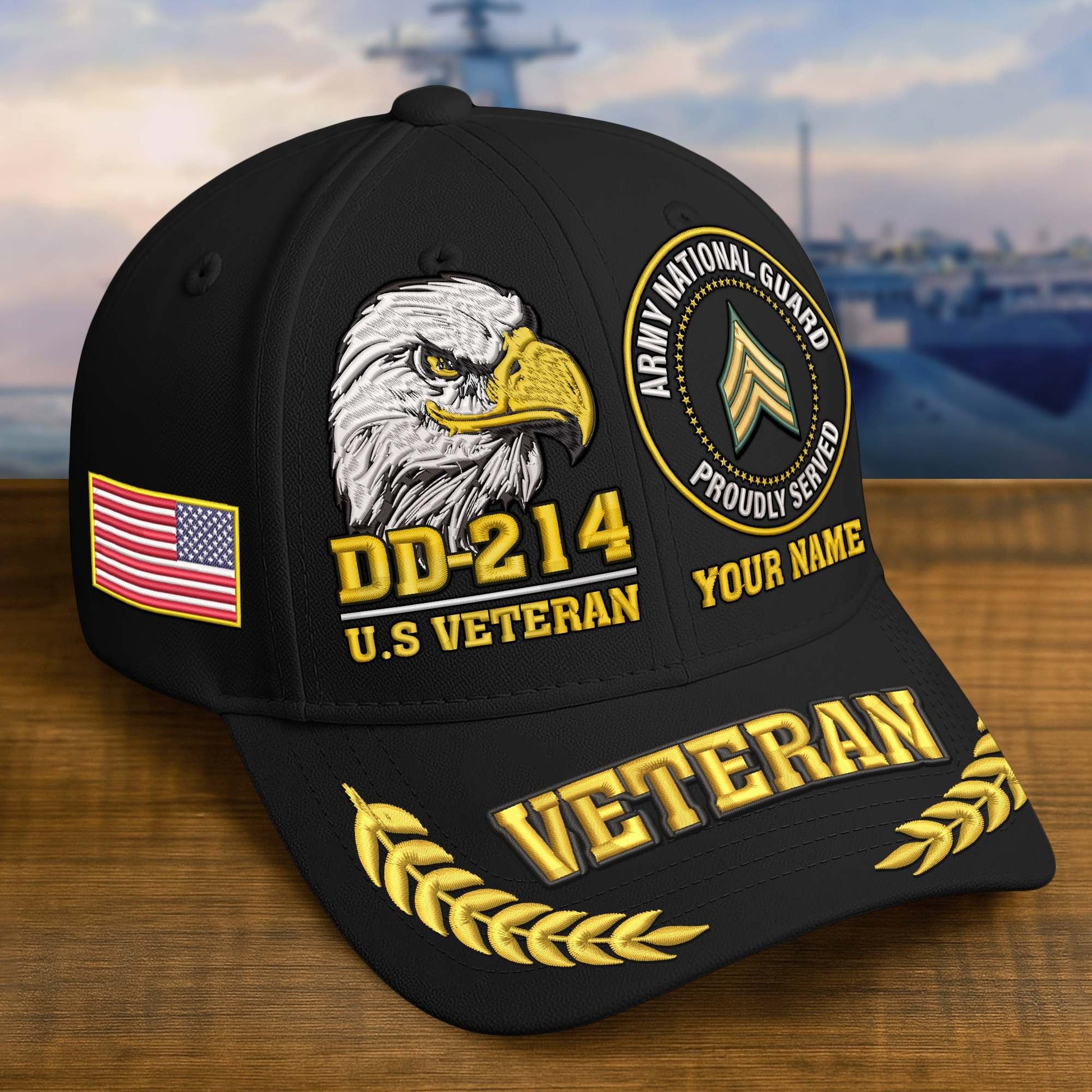 Premium Embroidered US Veterans Hats BPHN230712, Custom Name & Rank, Gifts for US Veterans, Gifts on Veterans Day