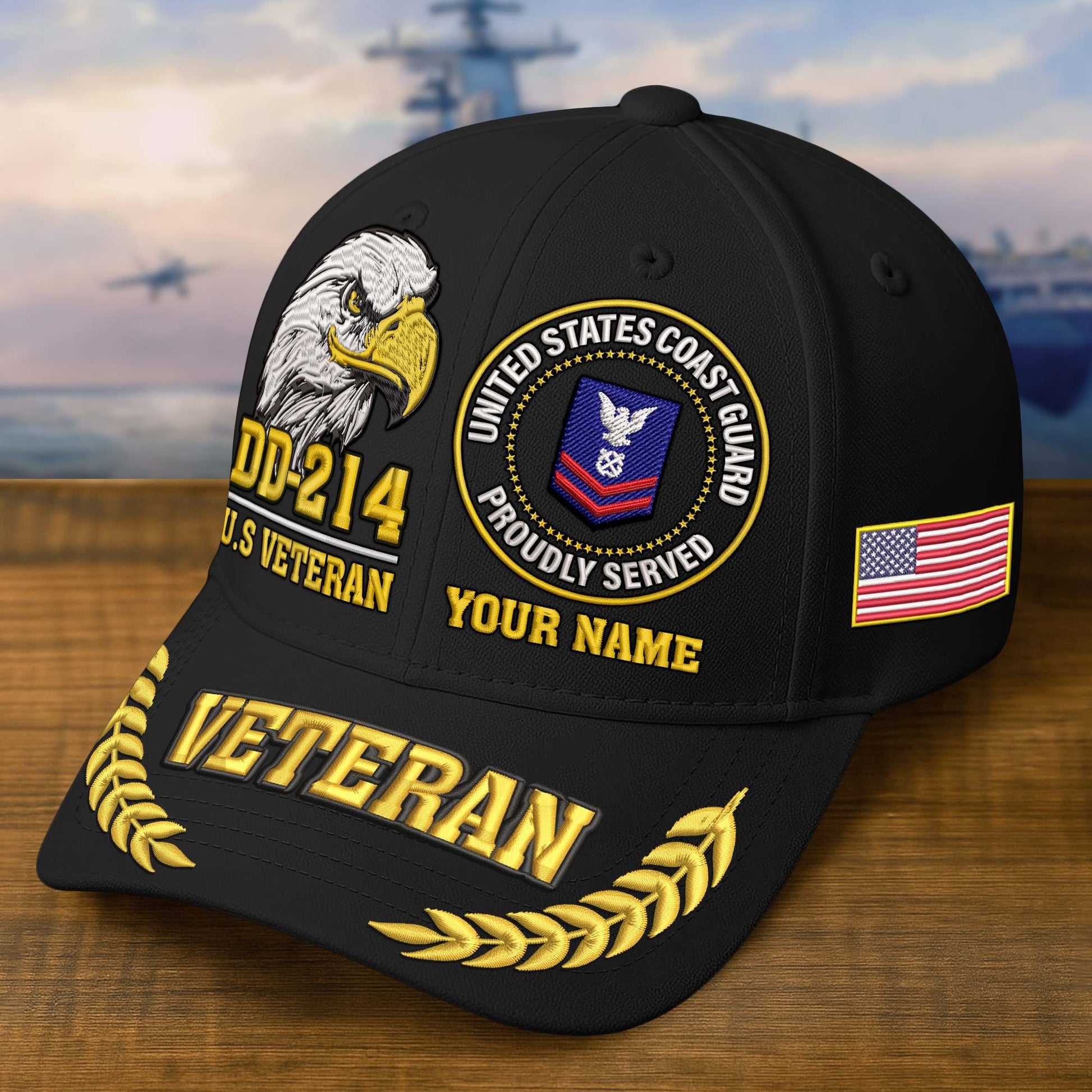 Premium Embroidered US Veterans Hats BPHN230712, Custom Name & Rank, Gifts for US Veterans, Gifts on Veterans Day