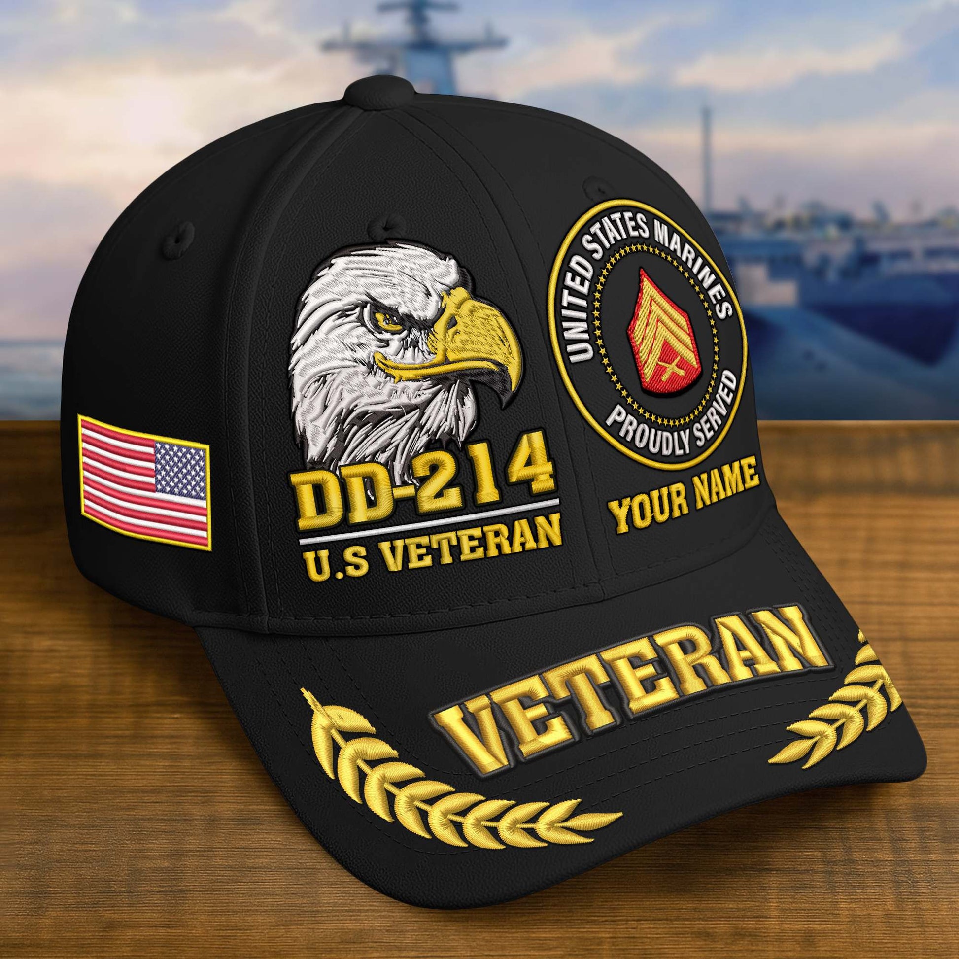 Premium Embroidered US Veterans Hats BPHN230712, Custom Name & Rank, Gifts for US Veterans, Gifts on Veterans Day