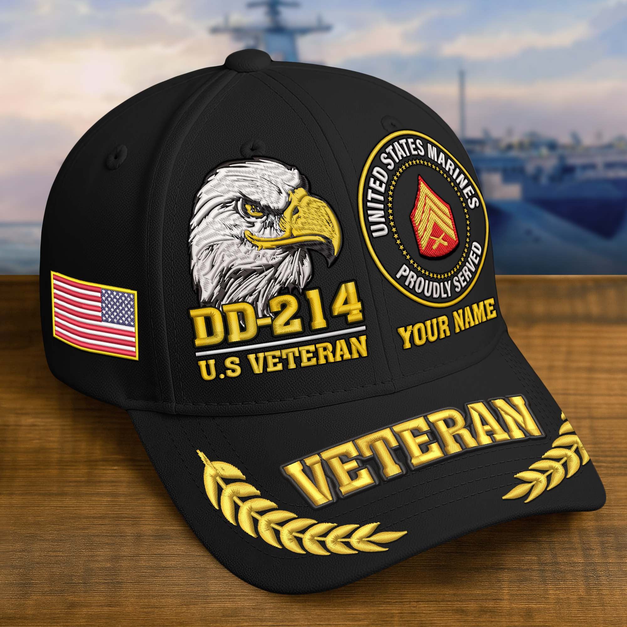 Premium Embroidered US Veterans Hats BPHN230712, Custom Name & Rank, Gifts for US Veterans, Gifts on Veterans Day