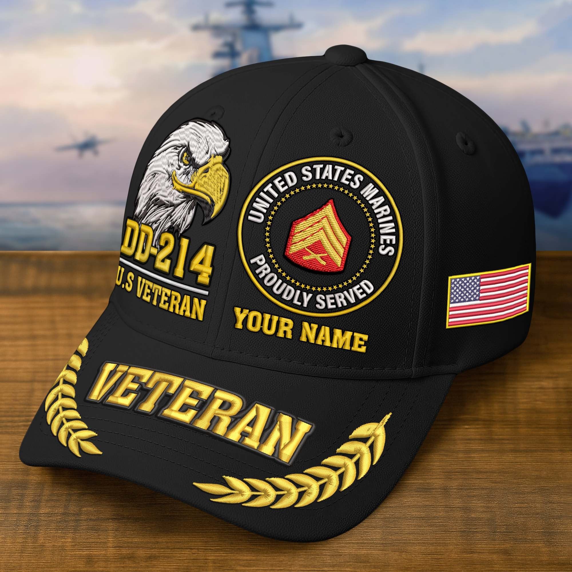 Premium Embroidered US Veterans Hats BPHN230712, Custom Name & Rank, Gifts for US Veterans, Gifts on Veterans Day