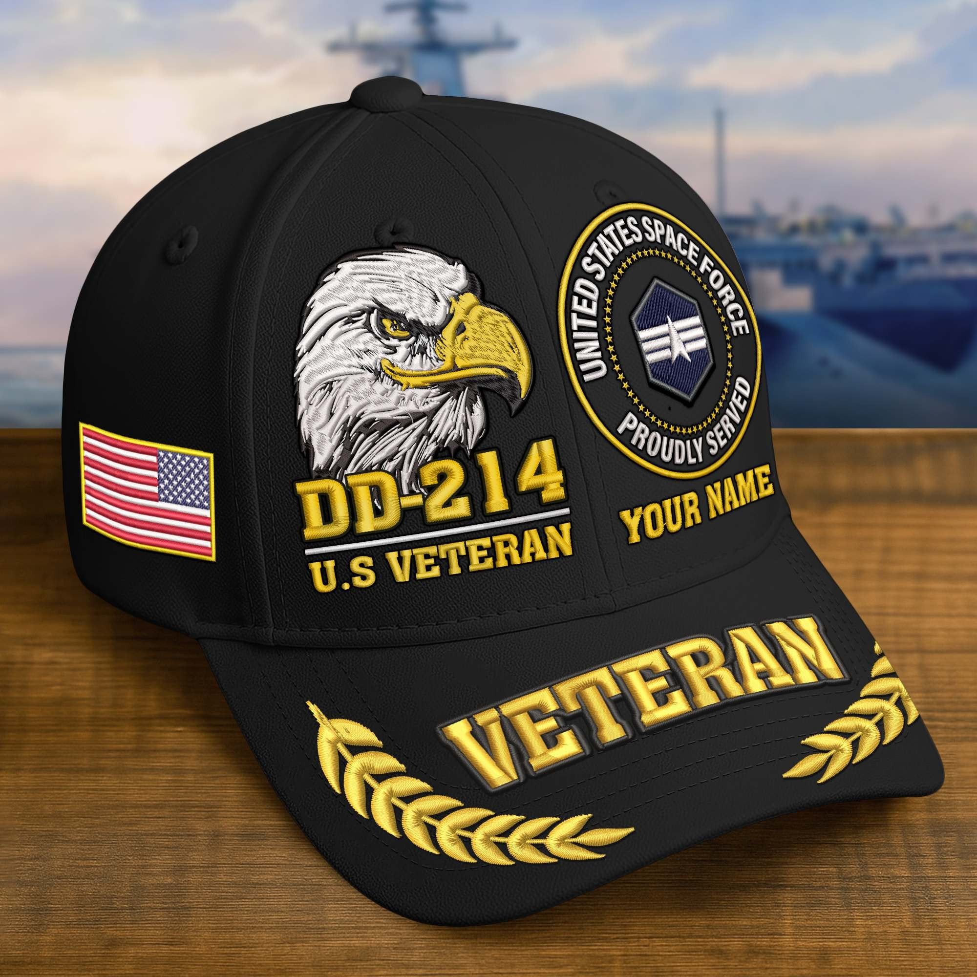 Premium Embroidered US Veterans Hats BPHN230712, Custom Name & Rank, Gifts for US Veterans, Gifts on Veterans Day