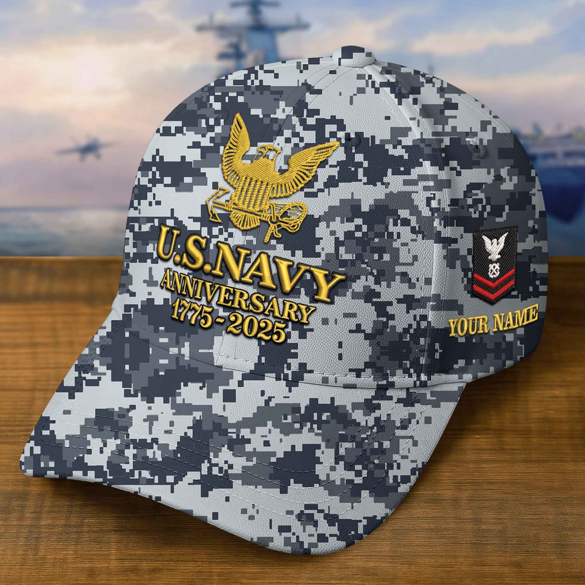 Premium Custom US Navy Embroidered Hat VPVC308304, 250th Anniversary Navy Hat, Gifts For Navy Veteran, Gifts On Father's Day, Veterans Day.