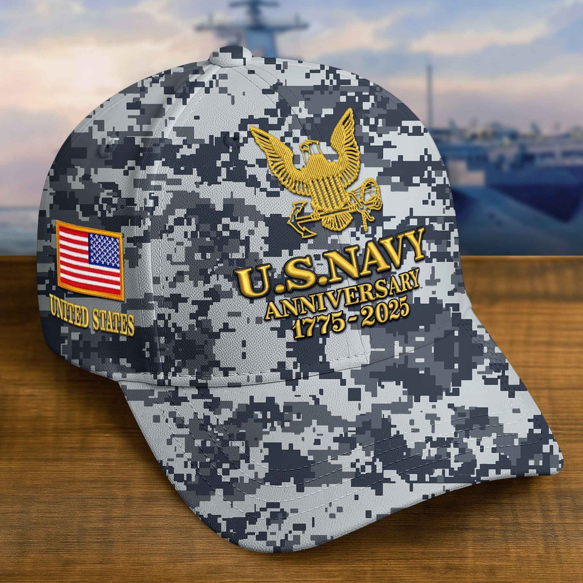 Premium Custom US Navy Embroidered Hat VPVC308304, 250th Anniversary Navy Hat, Gifts For Navy Veteran, Gifts On Father's Day, Veterans Day.