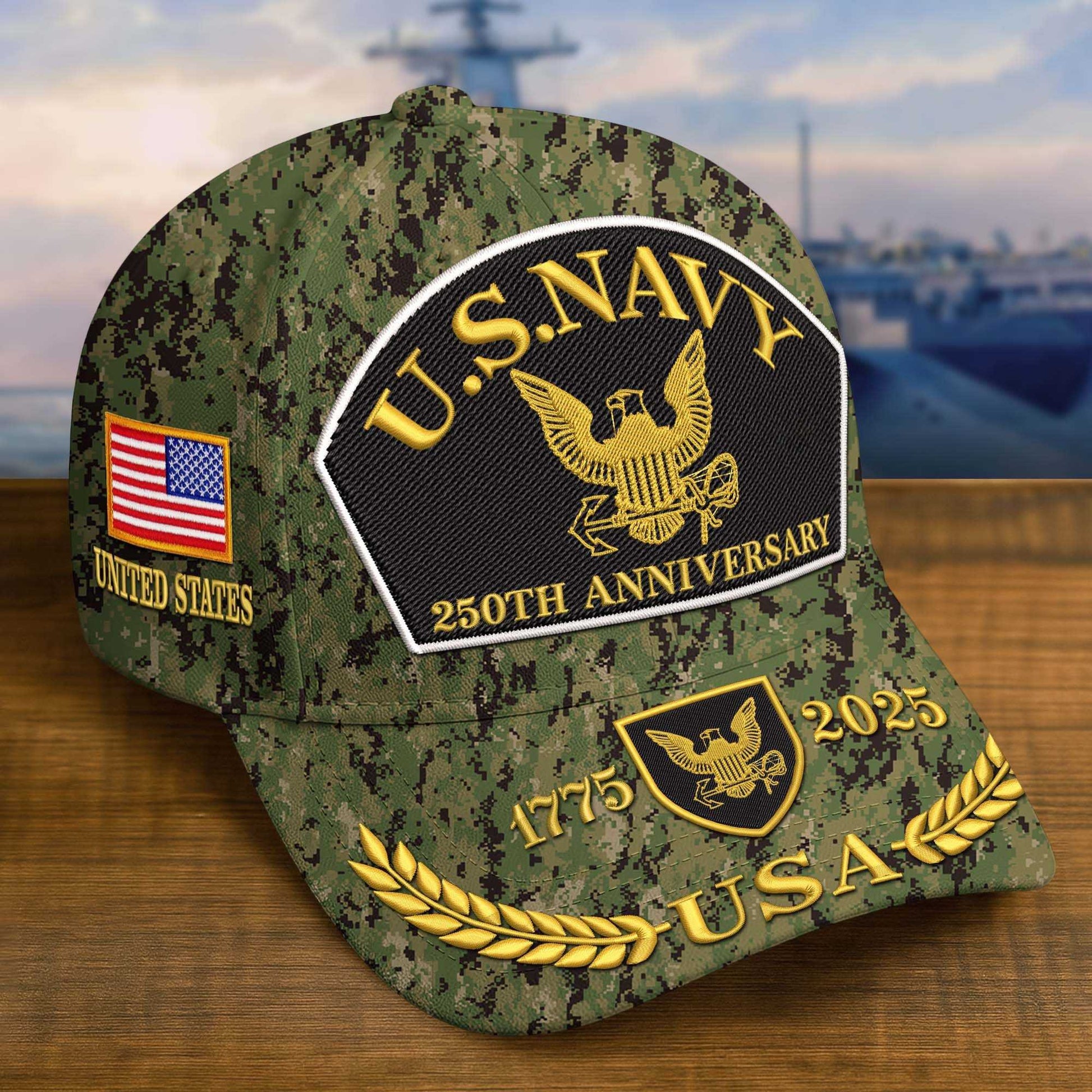 Premium Custom US Navy Embroidered Hat VPVC308404, 250th Anniversary Navy Hat, Gifts For Navy Veteran, Gifts On Father's Day, Veterans Day.