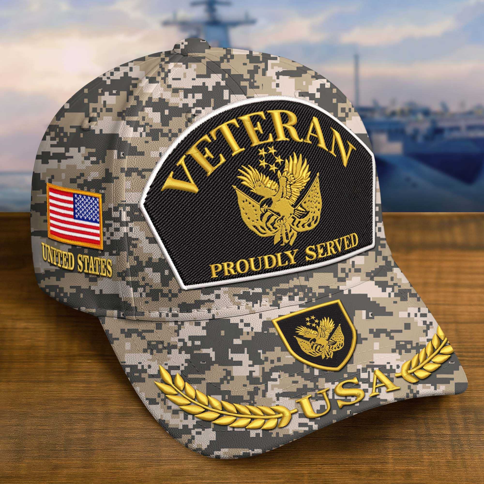 Premium Custom US Veteran Embroidered Hat VPVC308409, Gifts For US Veteran, Gifts On Father's Day, Veterans Day.