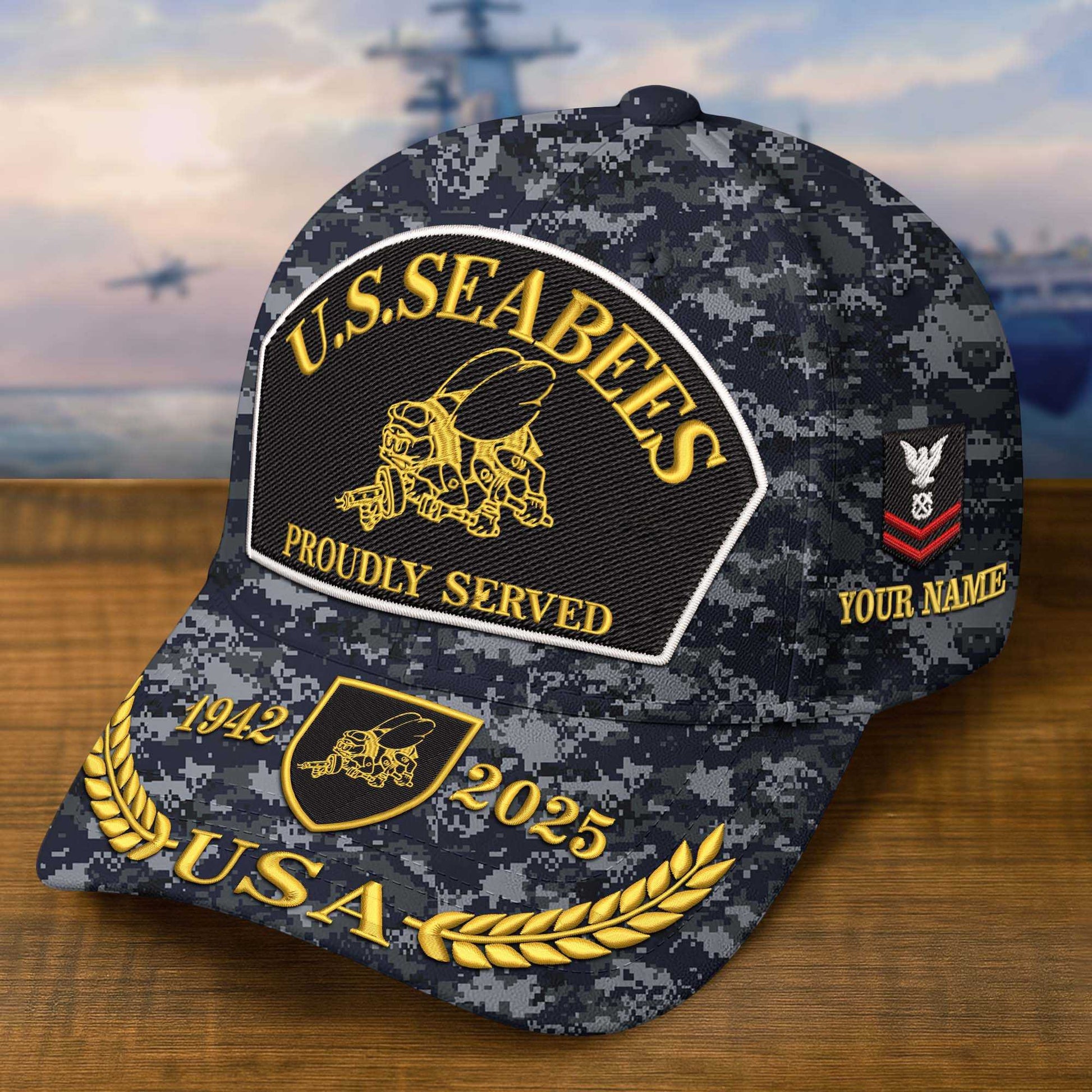 Premium Custom US Seabees Embroidered Hat VPVC308412, Gifts For Seabees Veteran, Gifts On Father's Day, Veterans Day.