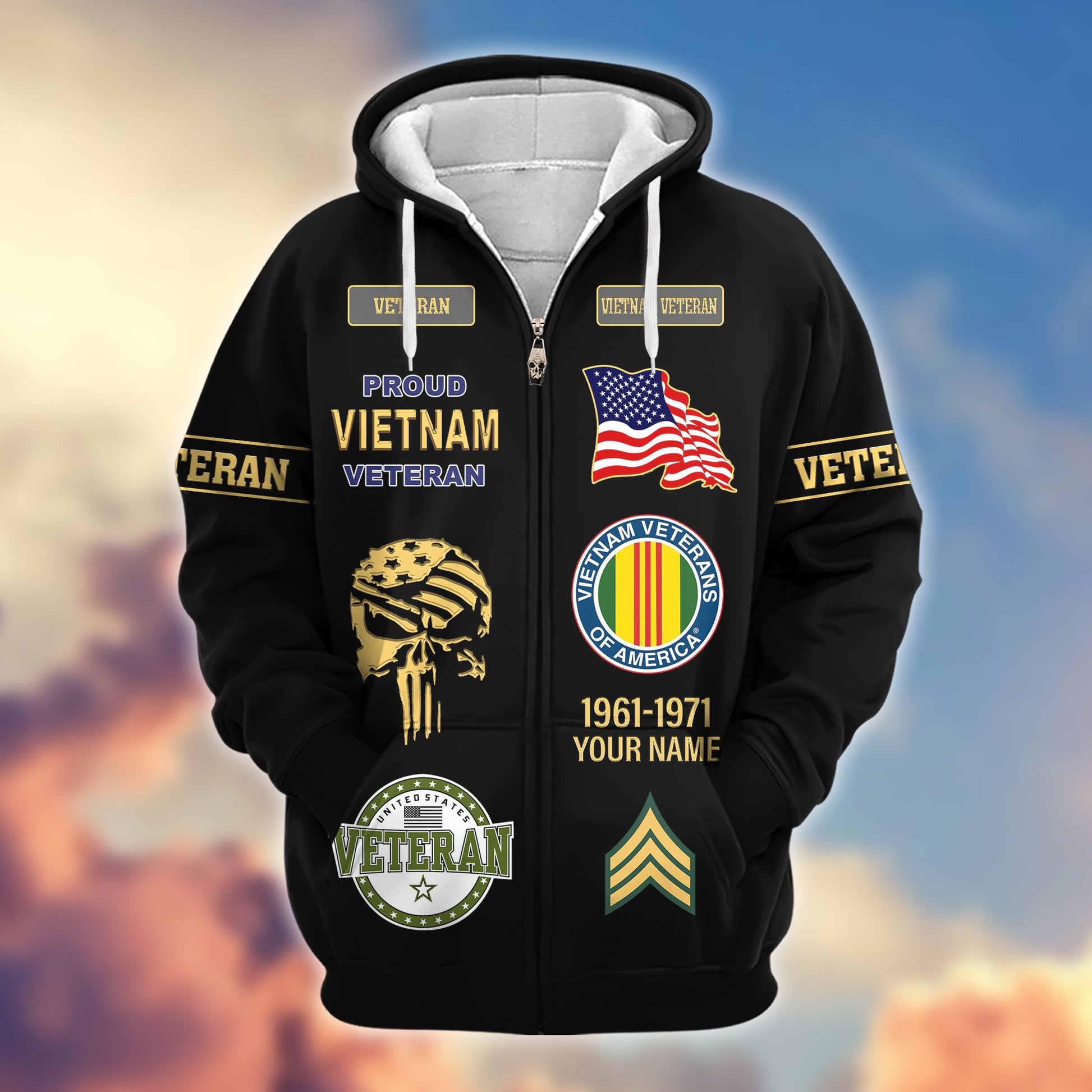 Premium Custom Vietnam Veteran Zip Hoodie VPVC607506, Gifts For Vietnam Veteran, Gifts On Father's Day, Veterans Day.