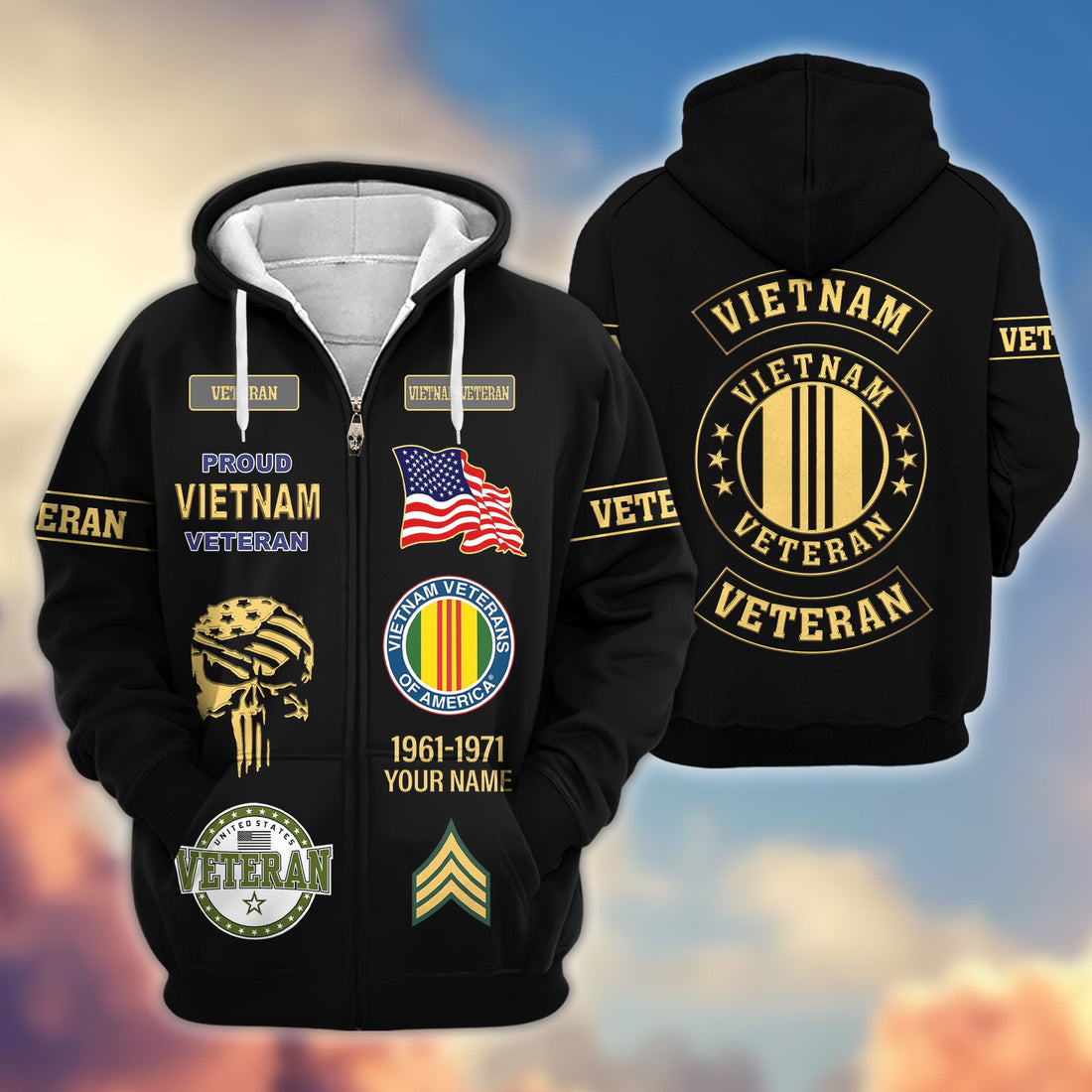 Premium Custom Vietnam Veteran Zip Hoodie VPVC607506, Gifts For Vietnam Veteran, Gifts On Father's Day, Veterans Day.