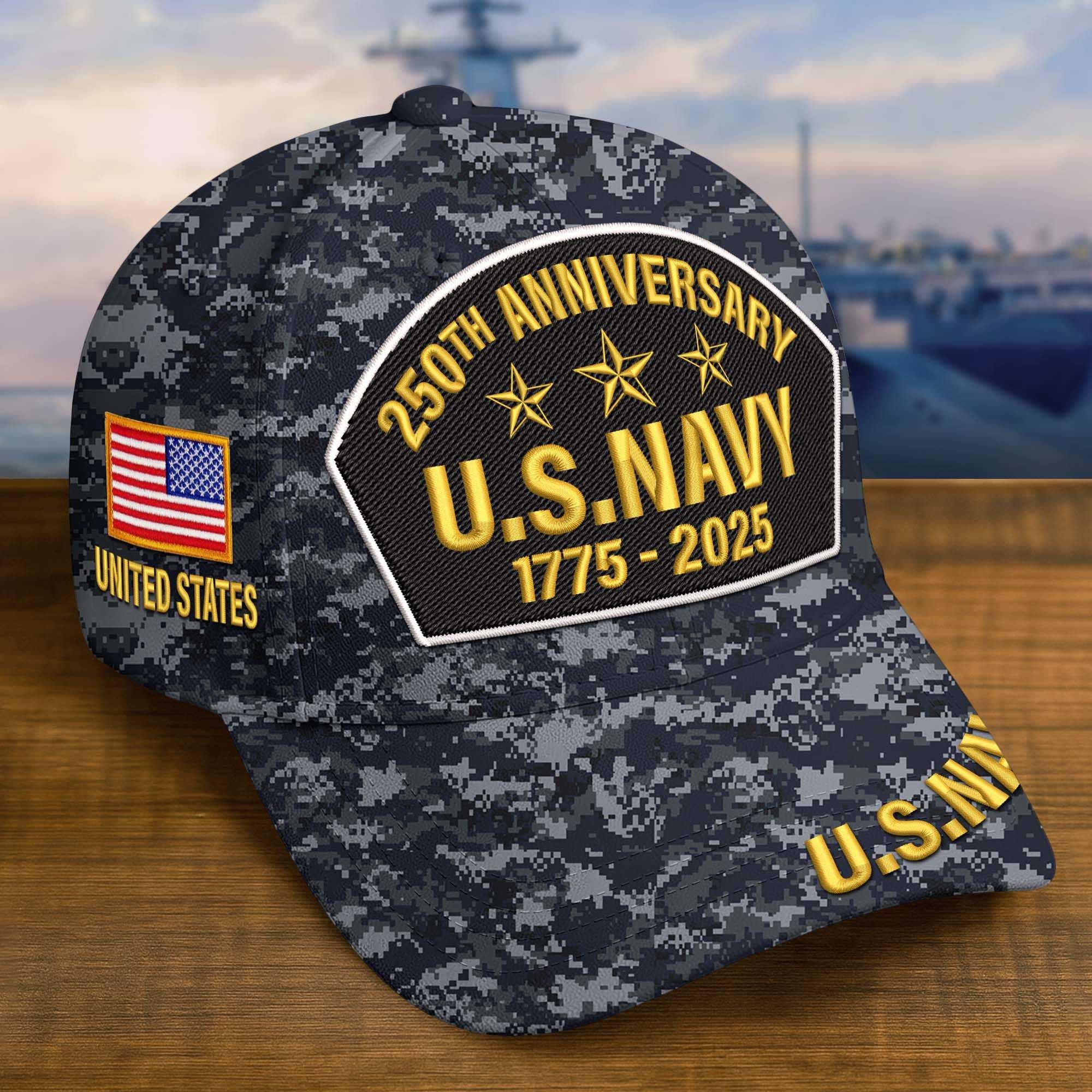 Premium Custom US Navy Embroidered Hat VPVC308503, 250th Anniversary Navy Hat, Gifts For Navy Veteran, Gifts On Father's Day, Veterans Day.