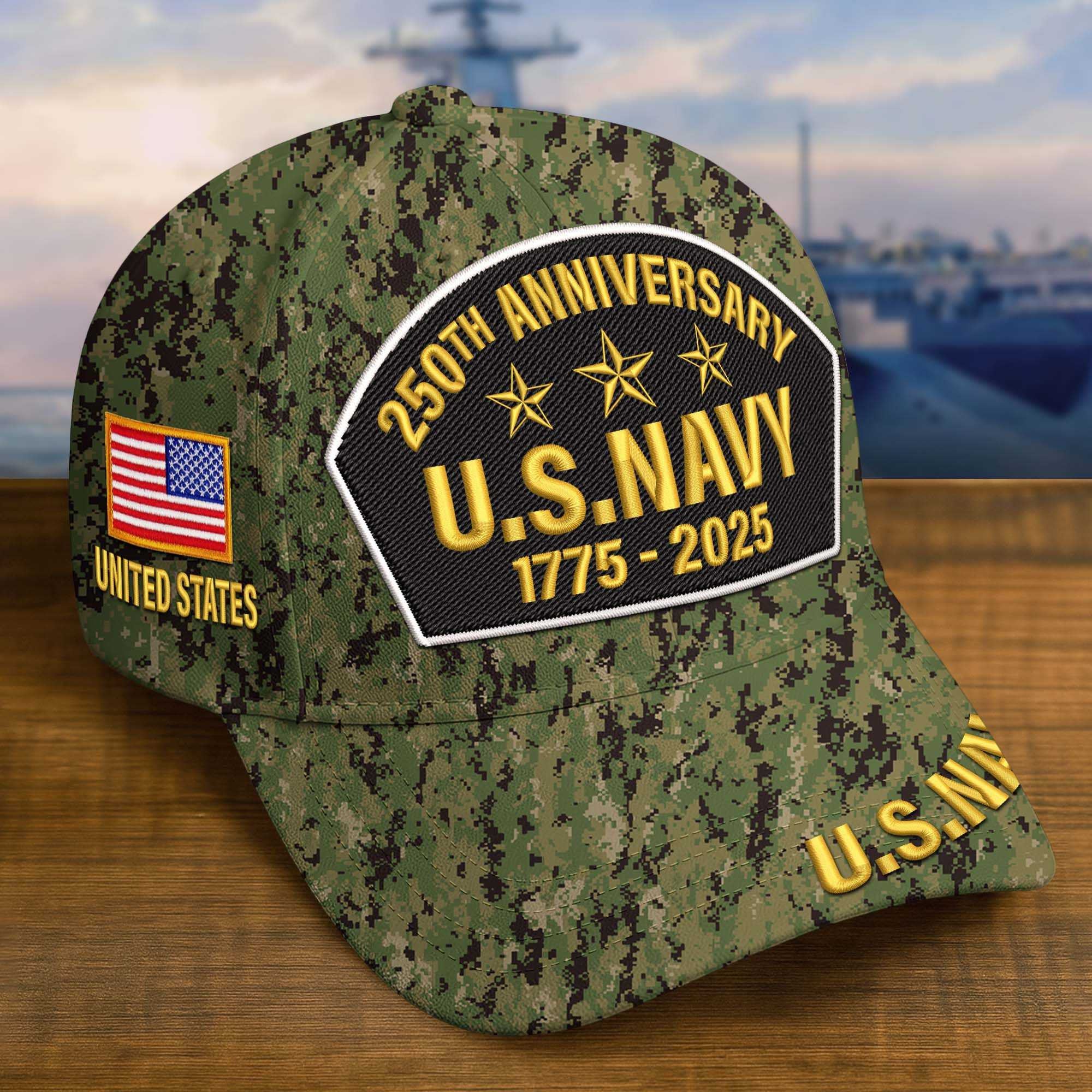Premium Custom US Navy Embroidered Hat VPVC308504, 250th Anniversary Navy Hat, Gifts For Navy Veteran, Gifts On Father's Day, Veterans Day.