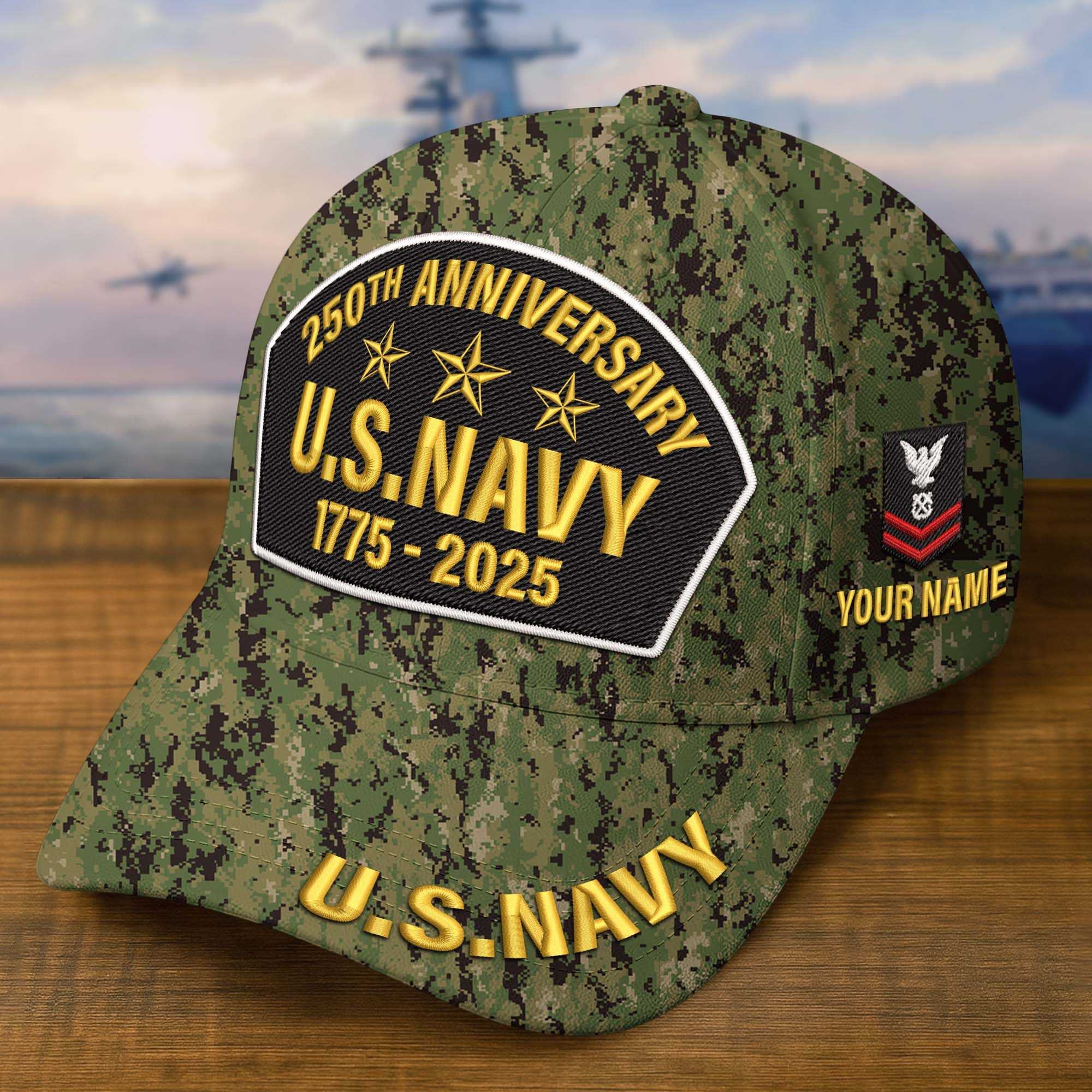 Premium Custom US Navy Embroidered Hat VPVC308504, 250th Anniversary Navy Hat, Gifts For Navy Veteran, Gifts On Father's Day, Veterans Day.