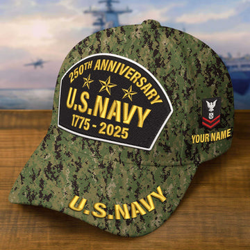 Premium Custom US Navy Embroidered Hat VPVC308504, 250th Anniversary Navy Hat, Gifts For Navy Veteran, Gifts On Father's Day, Veterans Day.