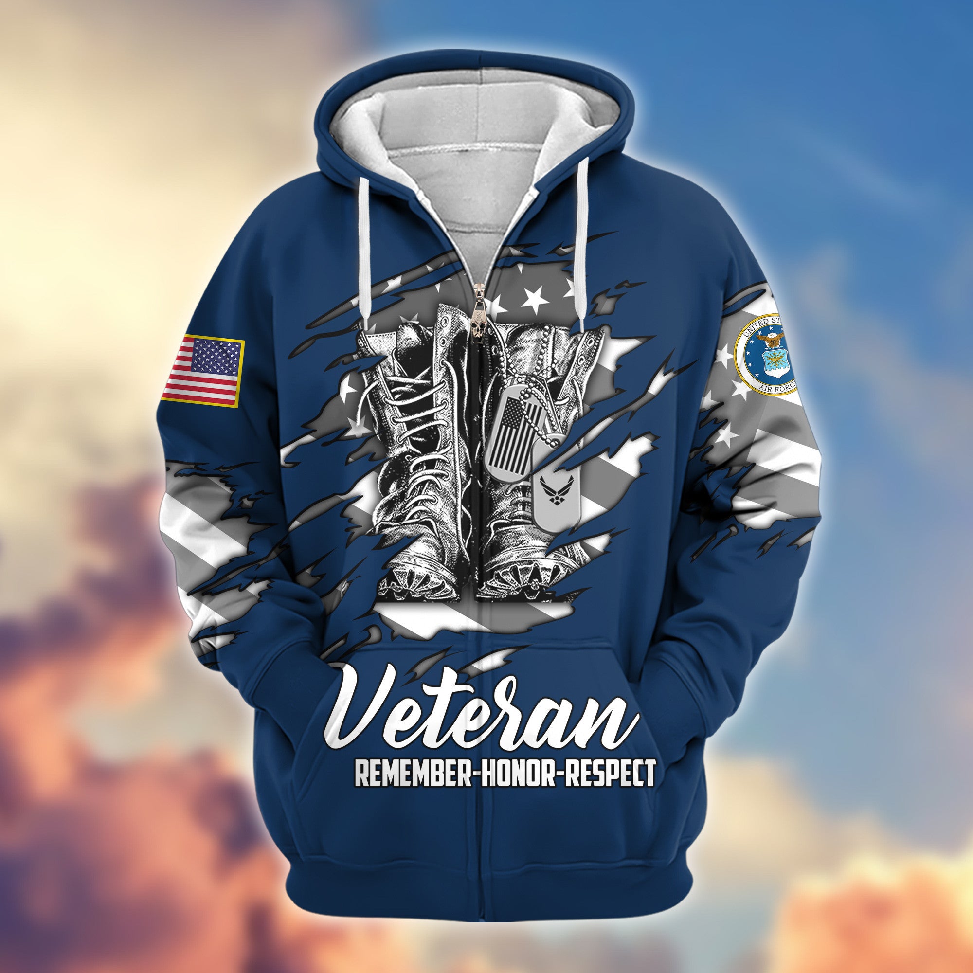 Premium USAF Zip Hoodie VPVC607604, Gifts For Air Force Veteran, Gifts On Father's Day, Veterans Day.