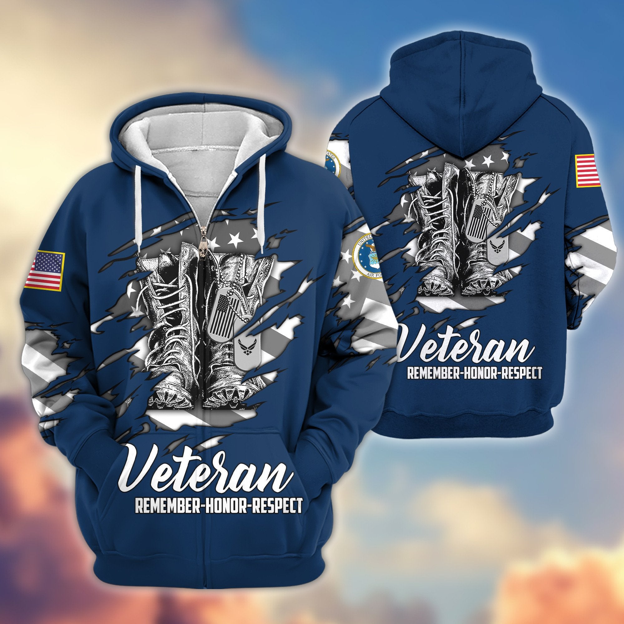 Premium USAF Zip Hoodie VPVC607604, Gifts For Air Force Veteran, Gifts On Father's Day, Veterans Day.