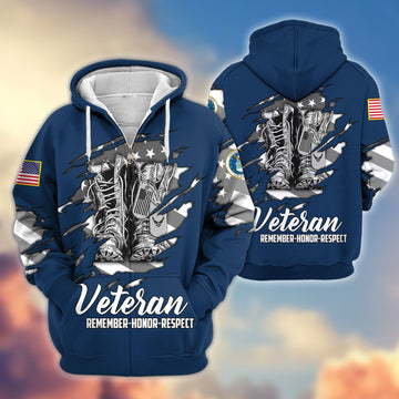 Premium USAF Zip Hoodie VPVC607604, Gifts For Air Force Veteran, Gifts On Father's Day, Veterans Day.
