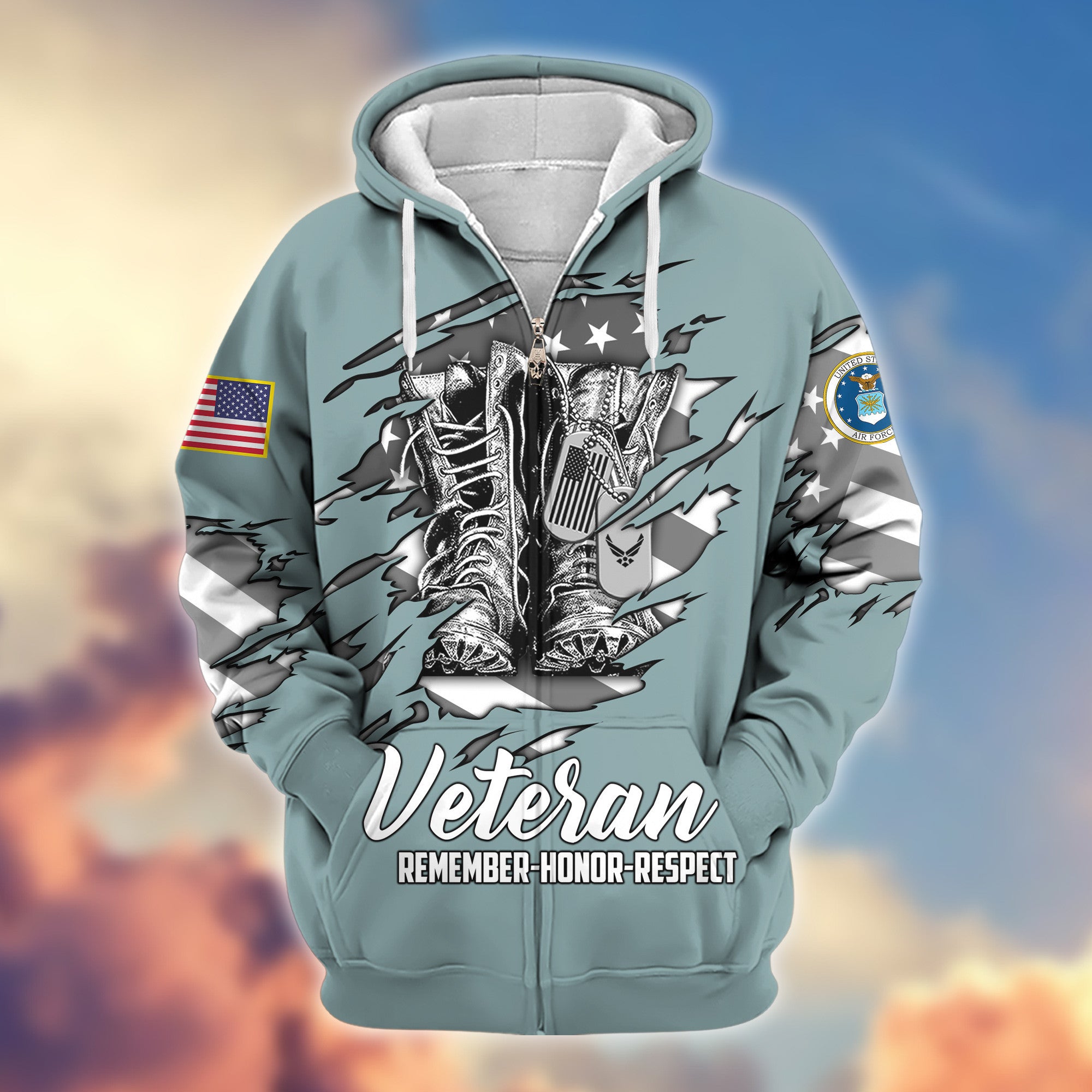 Premium USAF Zip Hoodie VPVC607612, Gifts For Air Force Veteran, Gifts On Father's Day, Veterans Day.