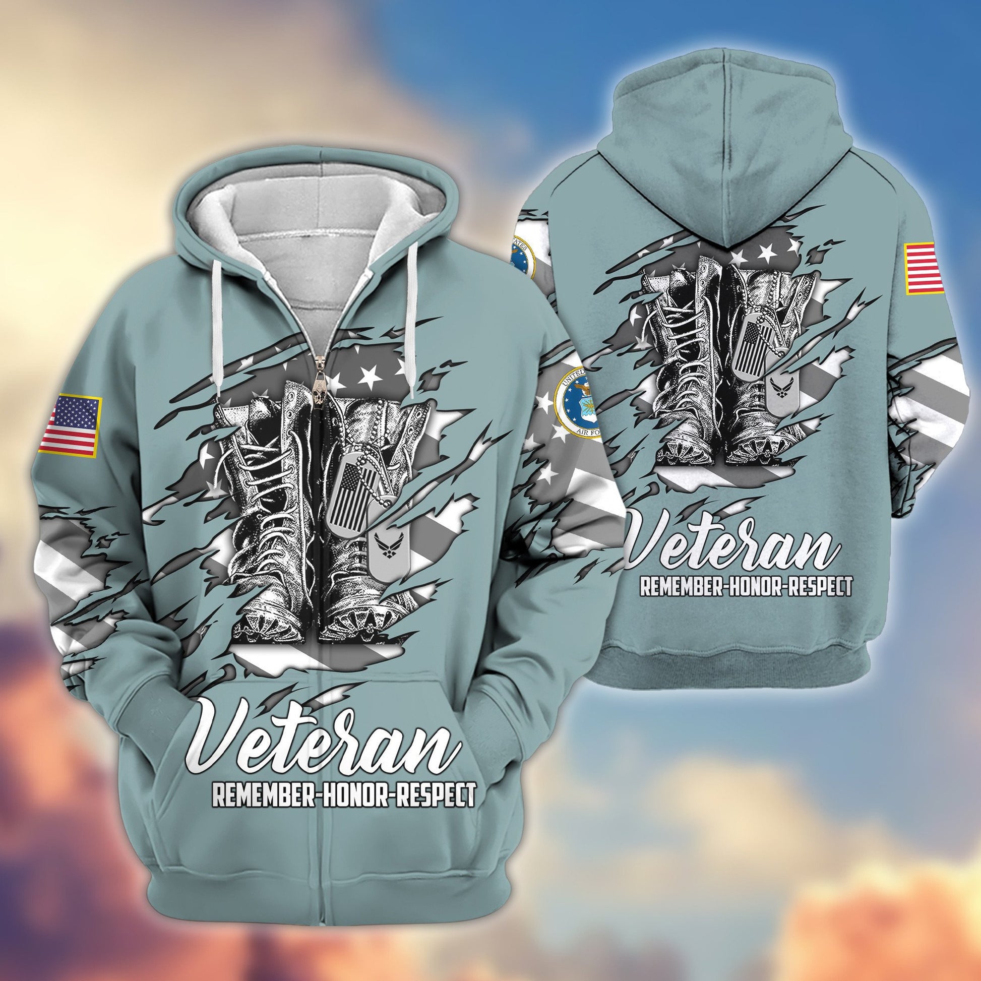 Premium USAF Zip Hoodie VPVC607612, Gifts For Air Force Veteran, Gifts On Father's Day, Veterans Day.