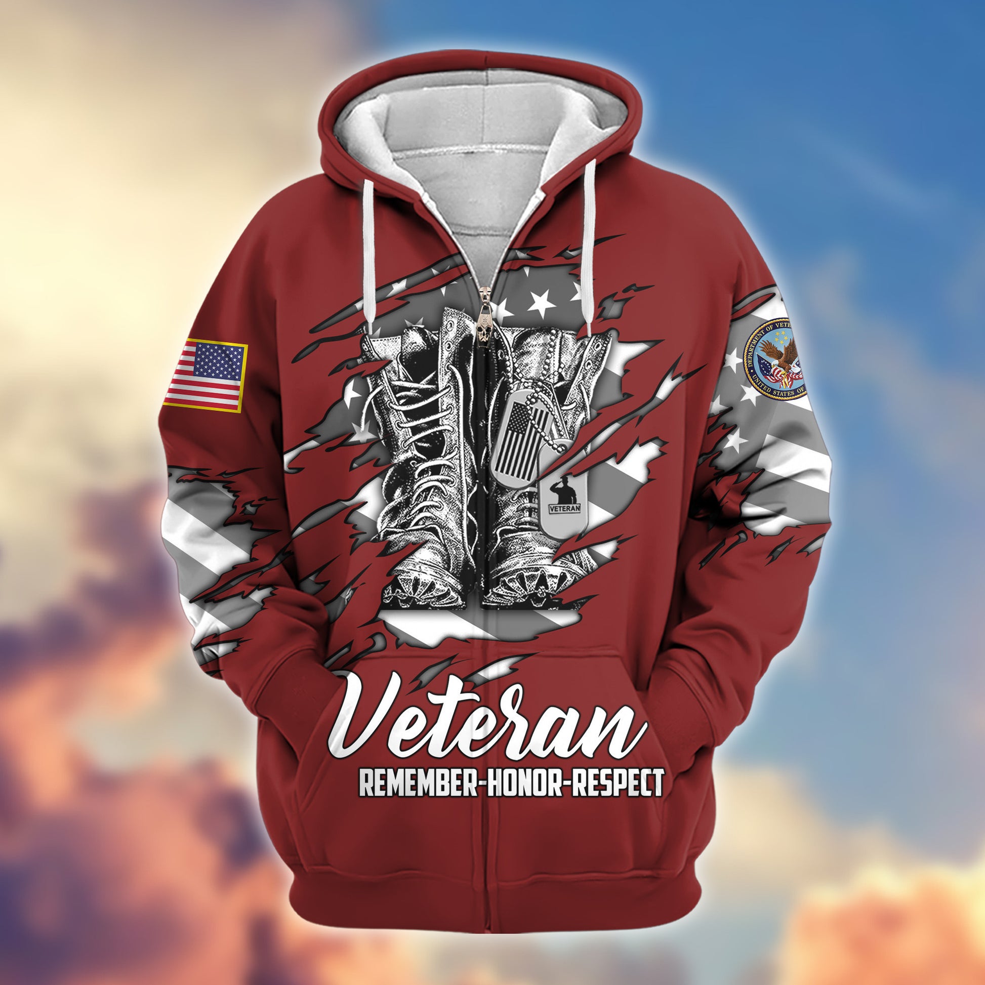 Premium US Veteran Zip Hoodie VPVC607607, Gifts For US Veteran, Gifts On Father's Day, Veterans Day.