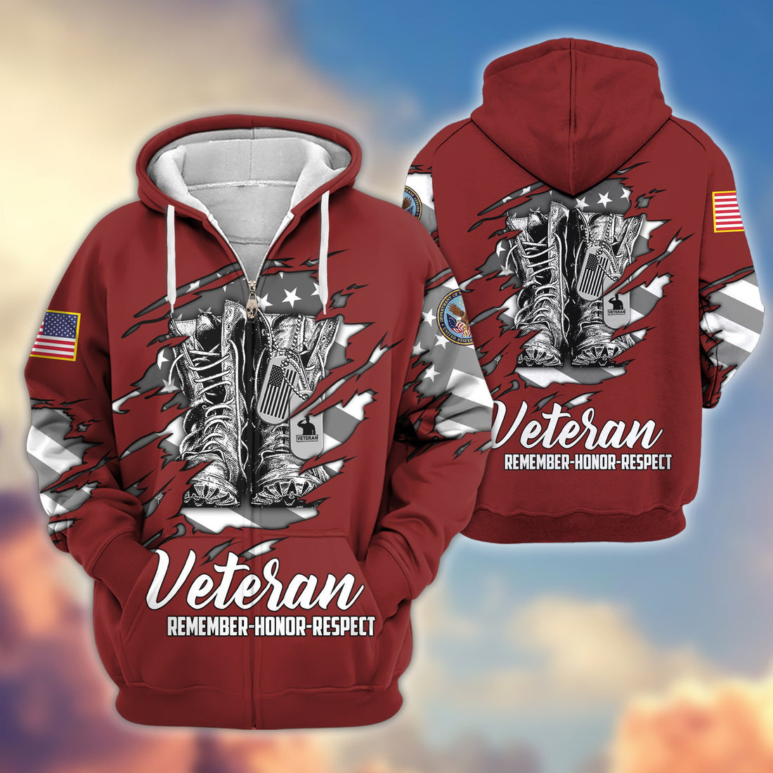 Premium US Veteran Zip Hoodie VPVC607607, Gifts For US Veteran, Gifts On Father's Day, Veterans Day.
