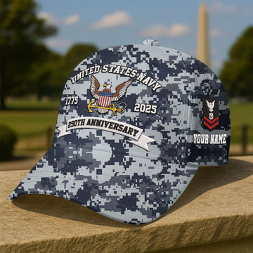 Premium Custom US Navy Embroidered Hat VPVC308604, 250th Anniversary Navy Hat, Gifts For Navy Veteran, Gifts On Father's Day, Veterans Day.