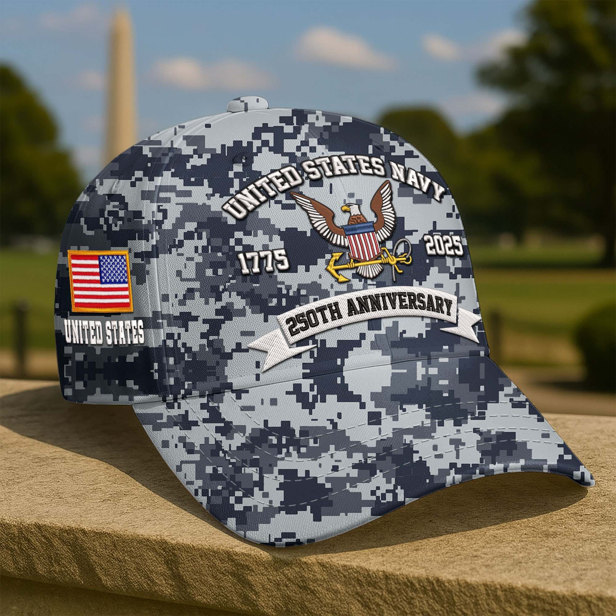 Premium Custom US Navy Embroidered Hat VPVC308604, 250th Anniversary Navy Hat, Gifts For Navy Veteran, Gifts On Father's Day, Veterans Day.