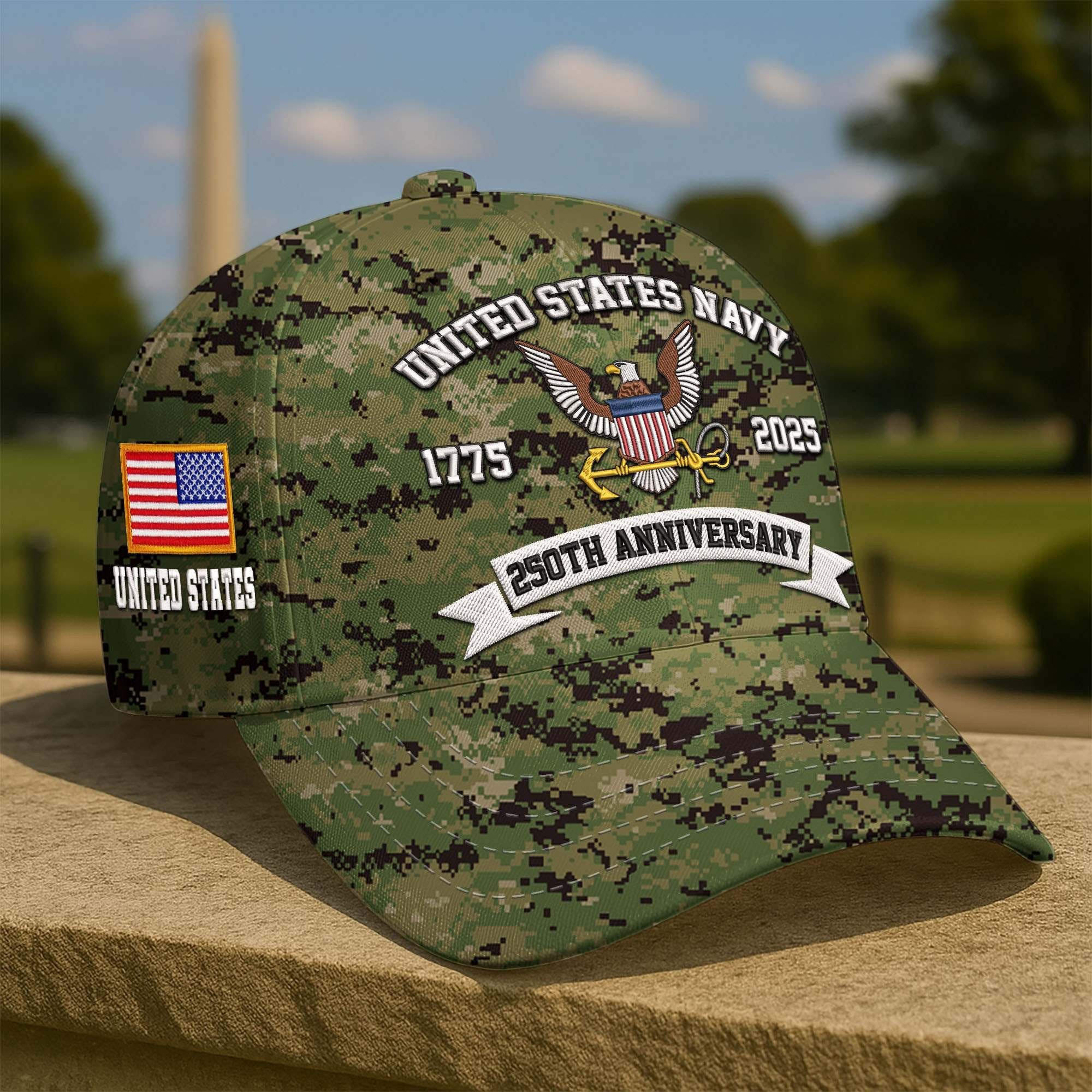 Premium Custom US Navy Embroidered Hat VPVC308605, 250th Anniversary Navy Hat, Gifts For Navy Veteran, Gifts On Father's Day, Veterans Day.