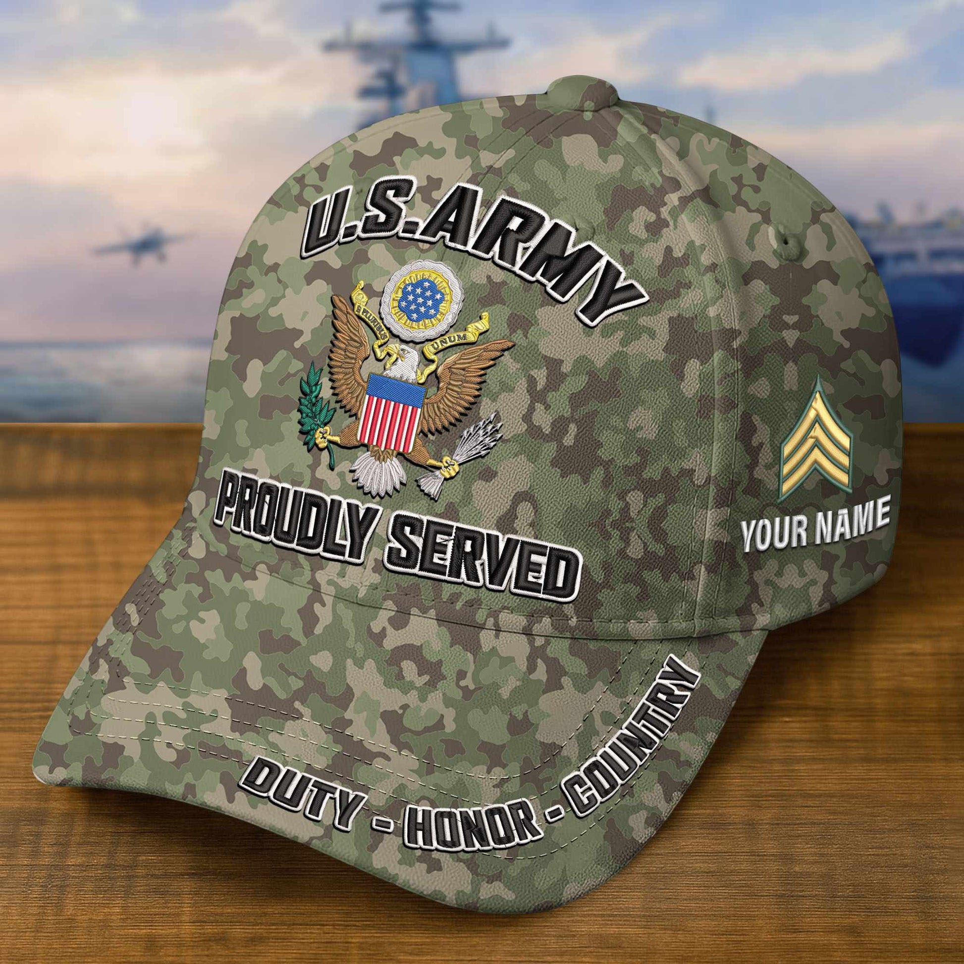 Premium US Army Embroidered Hat VPVC308703, Custom Name & Rank, Gifts For Army Veteran, Gifts On Father's Day, Veterans Day.