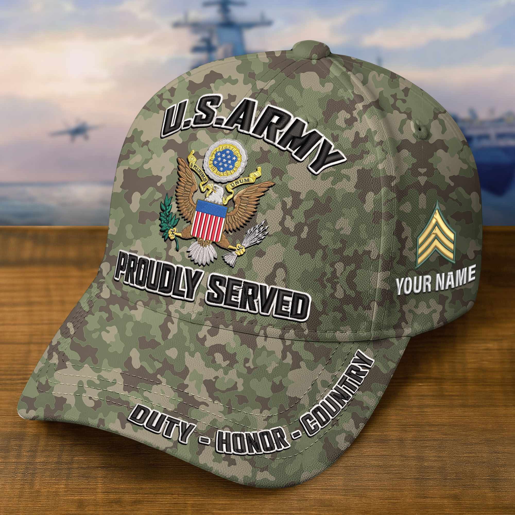 Premium US Army Embroidered Hat VPVC308703, Custom Name & Rank, Gifts For Army Veteran, Gifts On Father's Day, Veterans Day.