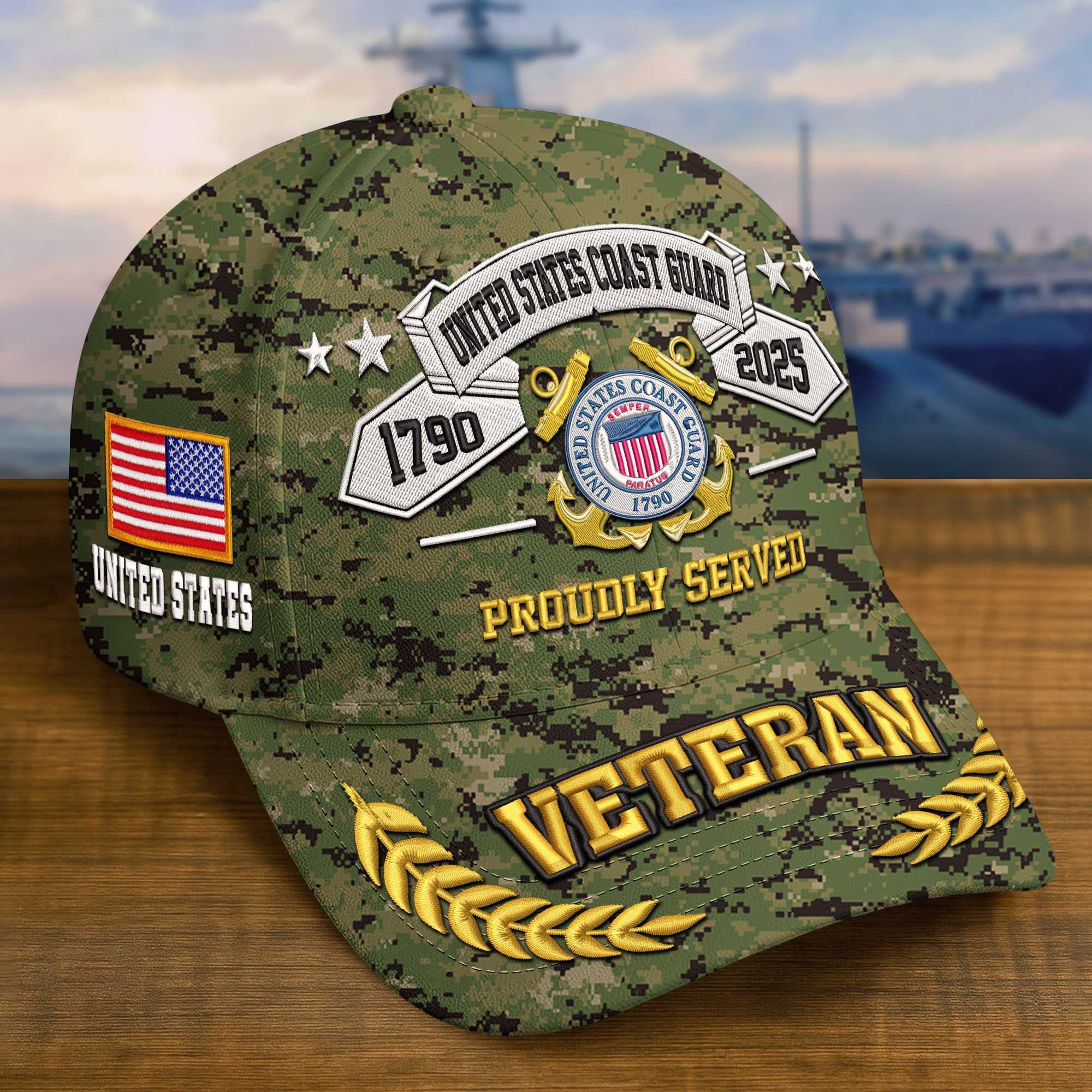 Premium Custom USCG Embroidered Hat VPVC308809, Gifts For Coast Guard Veteran, Gifts On Father's Day, Veterans Day.