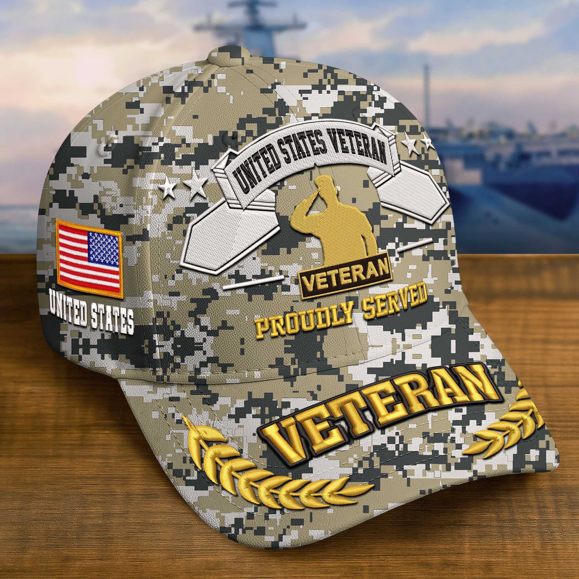 Premium Custom US Veteran Embroidered Hat VPVC308810, Gifts For US Veteran, Gifts On Father's Day, Veterans Day.