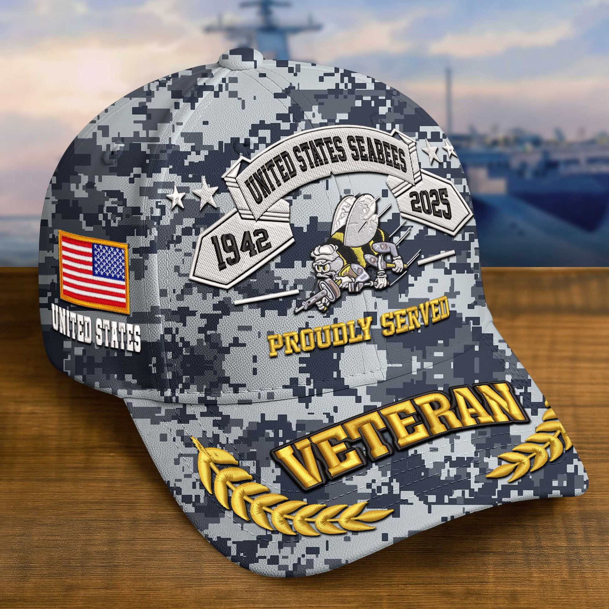 Premium Custom US Seabees Embroidered Hat VPVC308813, Gifts For Seabees Veteran, Gifts On Father's Day, Veterans Day.