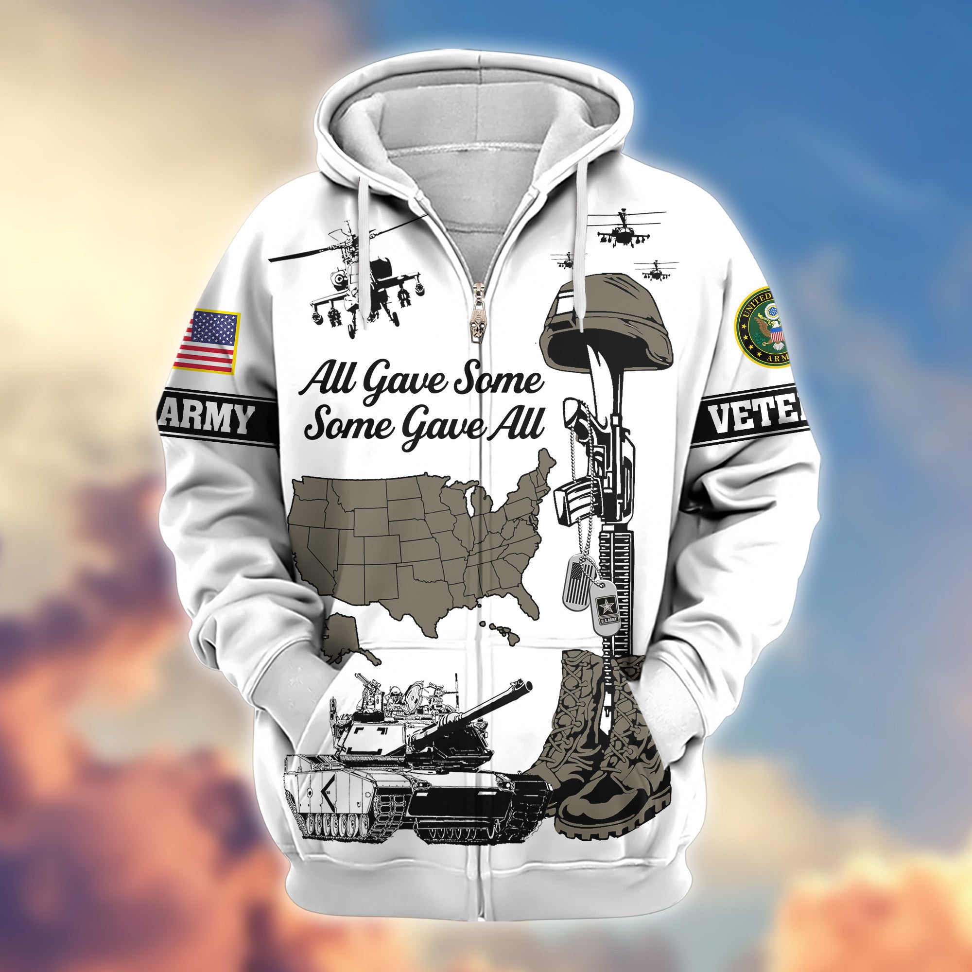 Premium US Army Zip Hoodie VPVC607910, Gifts For Army Veteran, Gifts On Father's Day, Veterans Day.